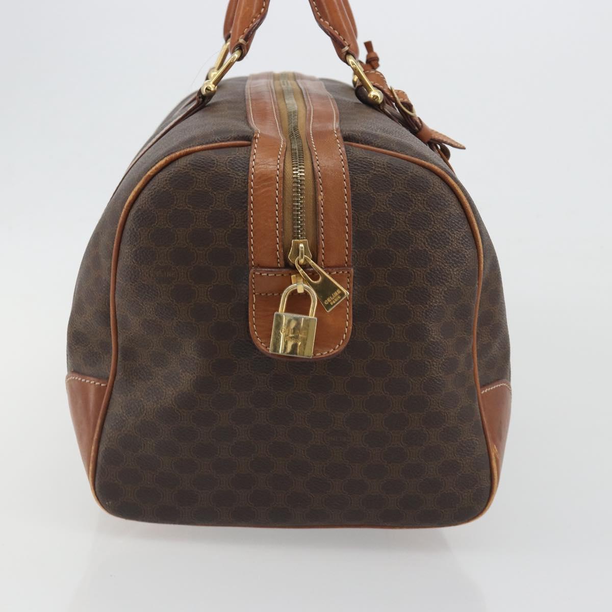 CELINE Macadam Boston Bag PVC Leather Brown Gold Tone Auth ep15333