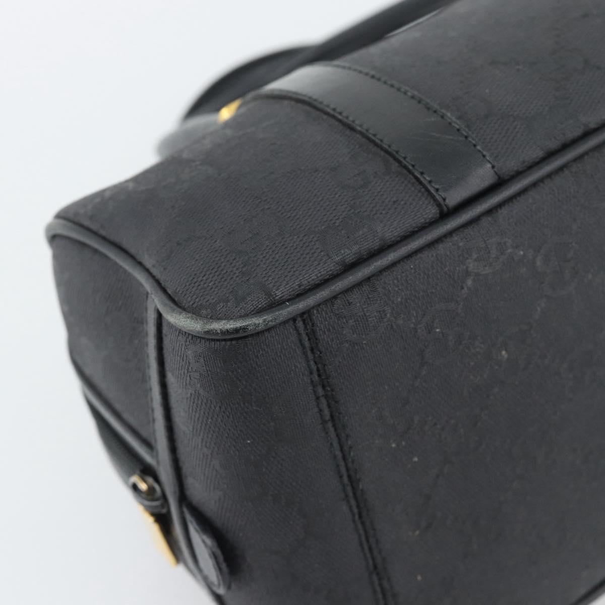 GUCCI GG Canvas Hand Bag Black Gold Tone Auth ep15335