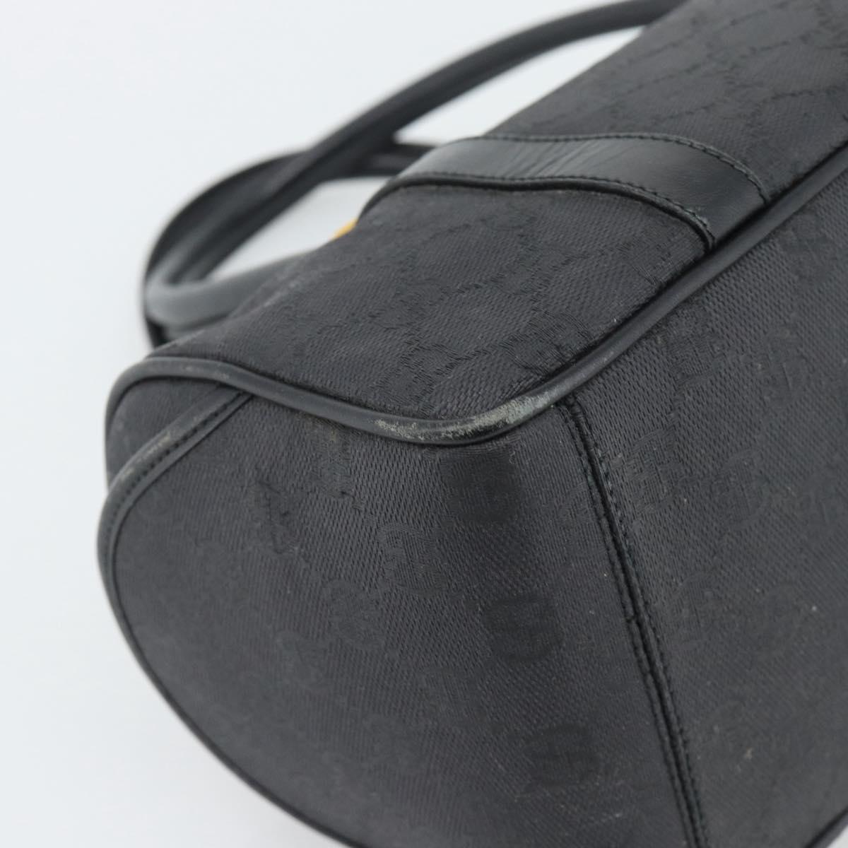 GUCCI GG Canvas Hand Bag Black Gold Tone Auth ep15335