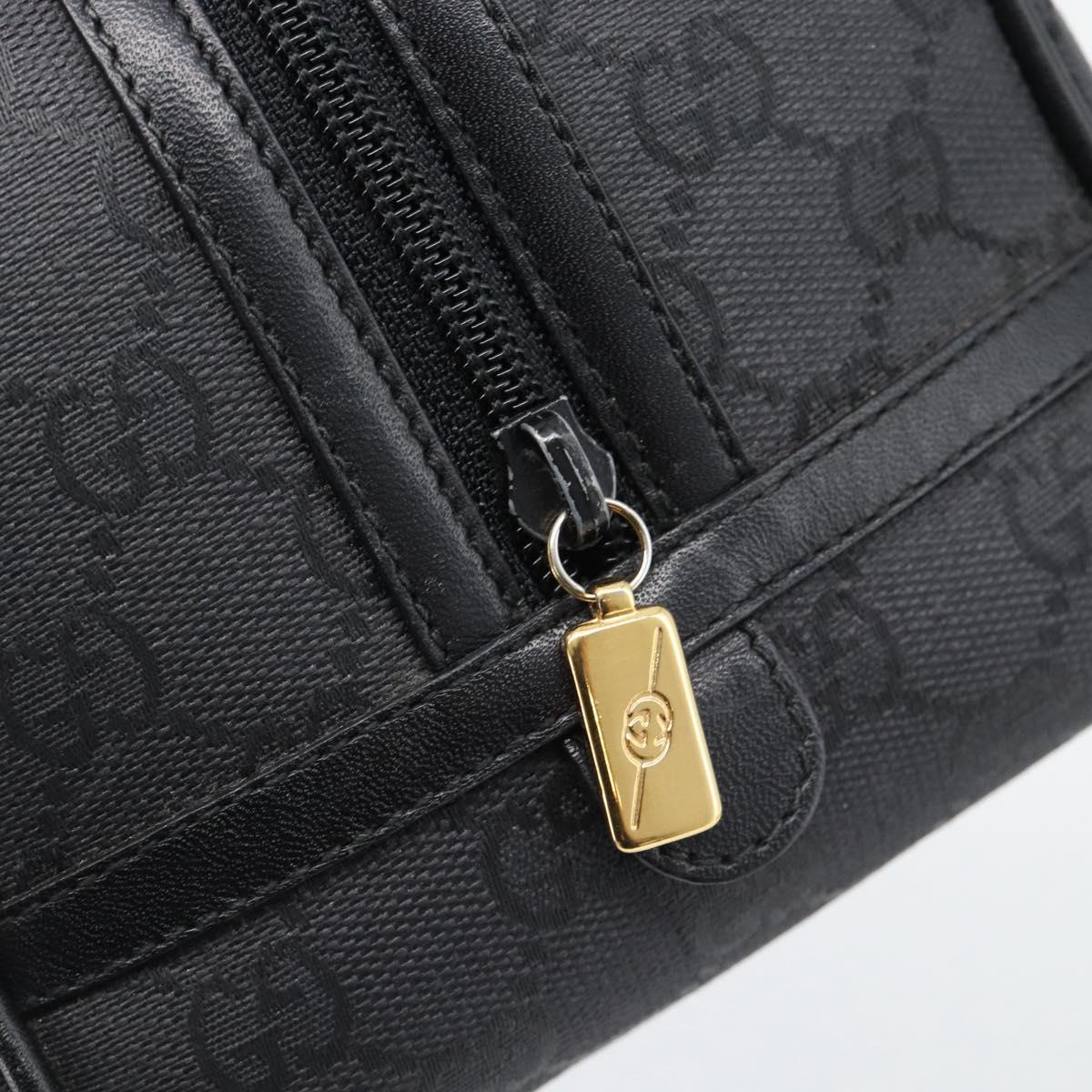 GUCCI GG Canvas Hand Bag Black Gold Tone Auth ep15335