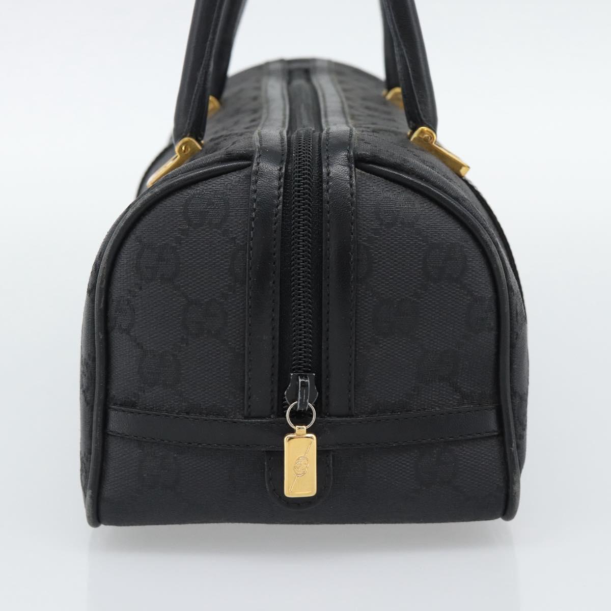 GUCCI GG Canvas Hand Bag Black Gold Tone Auth ep15335