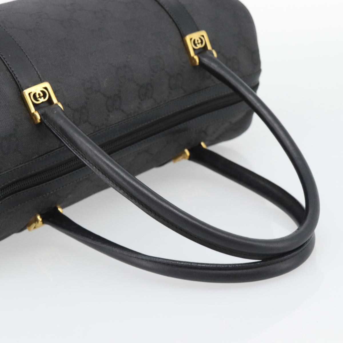 GUCCI GG Canvas Hand Bag Black Gold Tone Auth ep15335