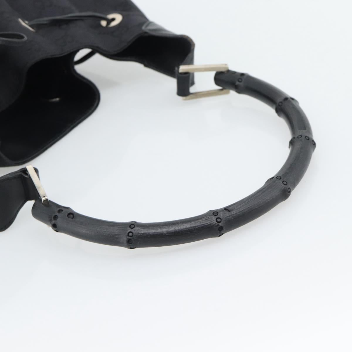 GUCCI GG Canvas Bamboo Hand Bag Black Silver 001 4033 Auth ep15336A