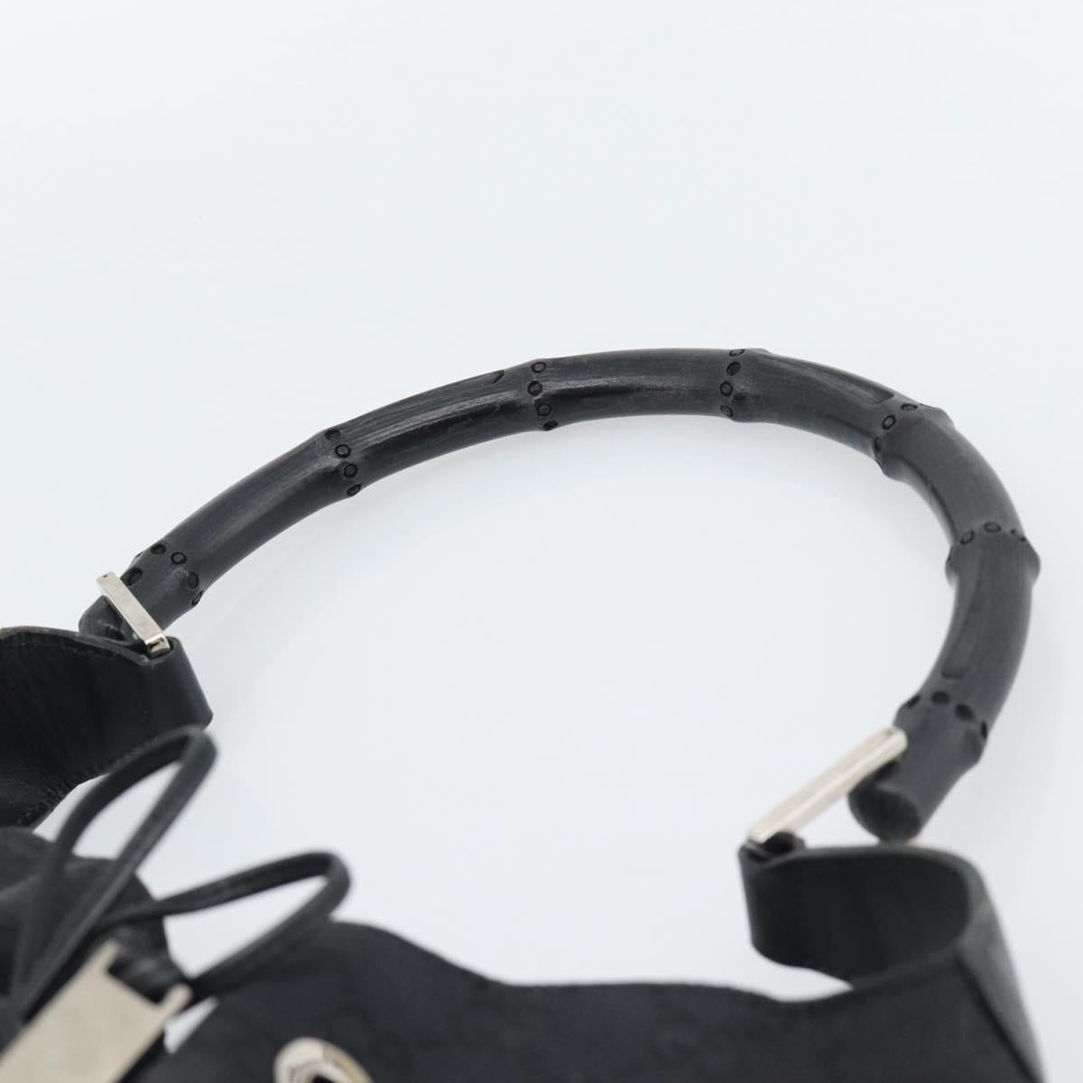 GUCCI GG Canvas Bamboo Hand Bag Black Silver 001 4033 Auth ep15336A