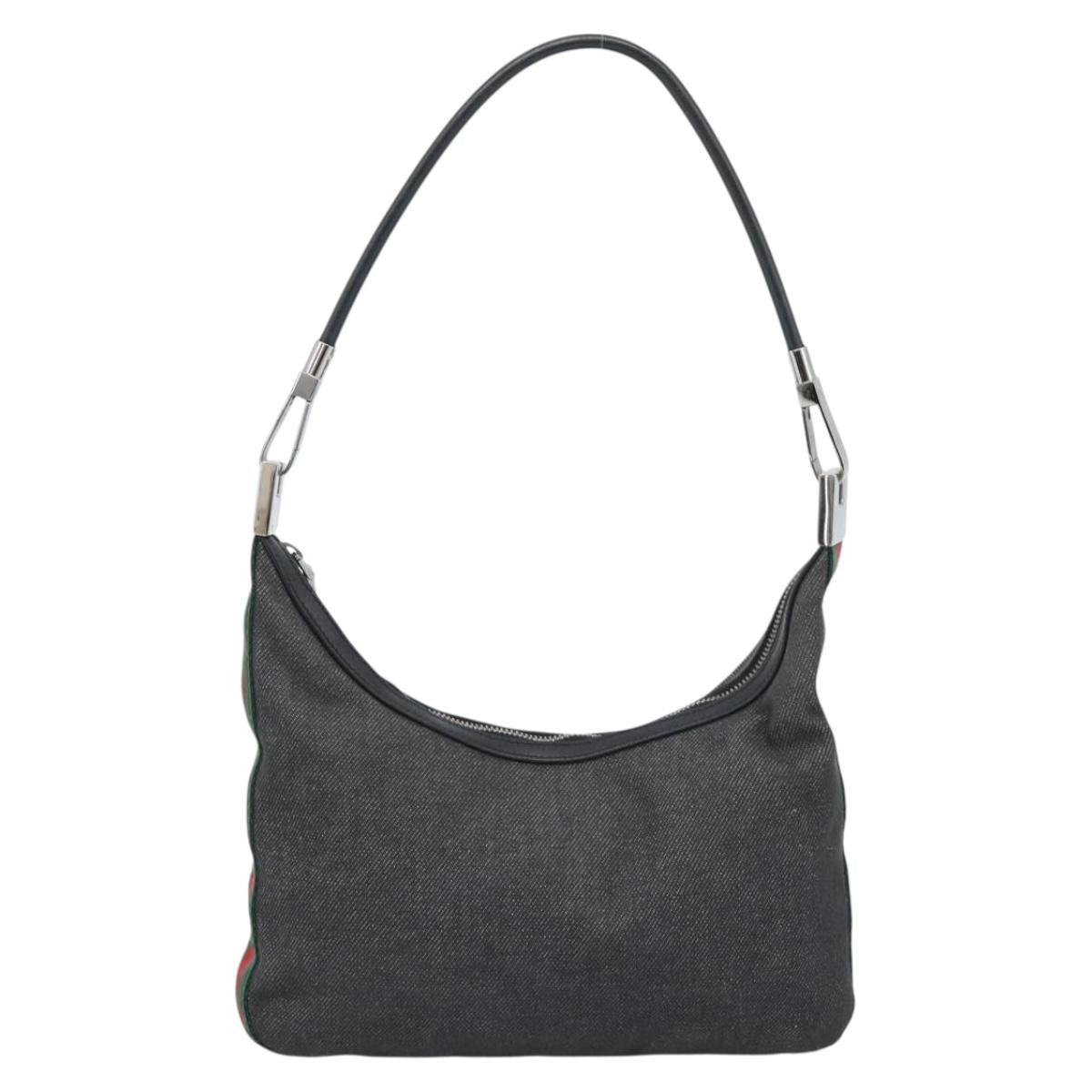 GUCCI Shoulder Bag Canvas Black Silver 01233 Auth ep15337