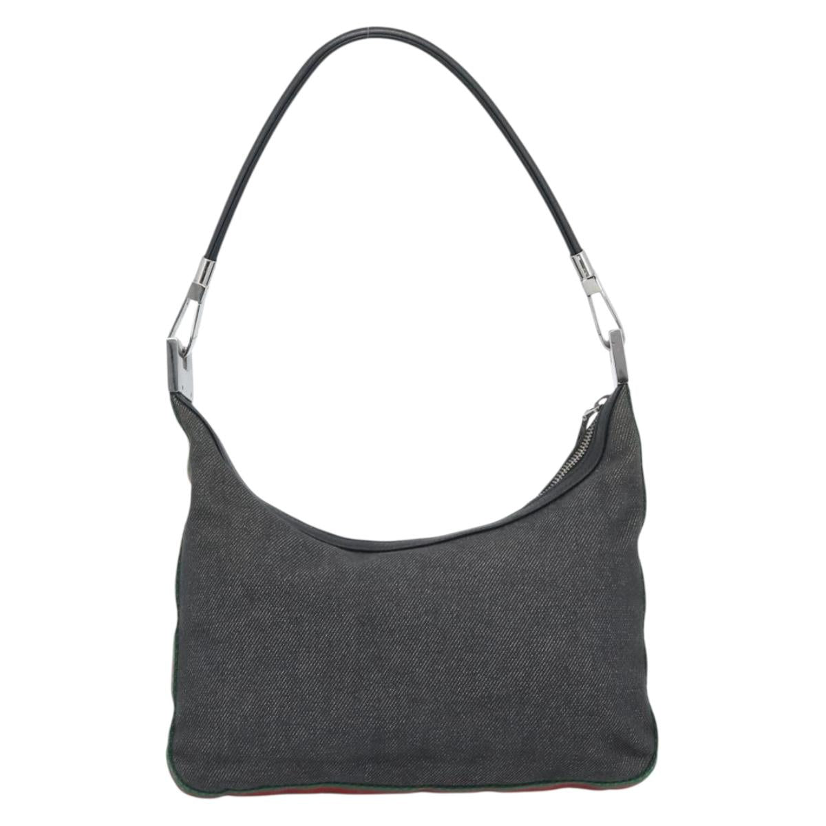 GUCCI Shoulder Bag Canvas Black Silver 01233 Auth ep15337