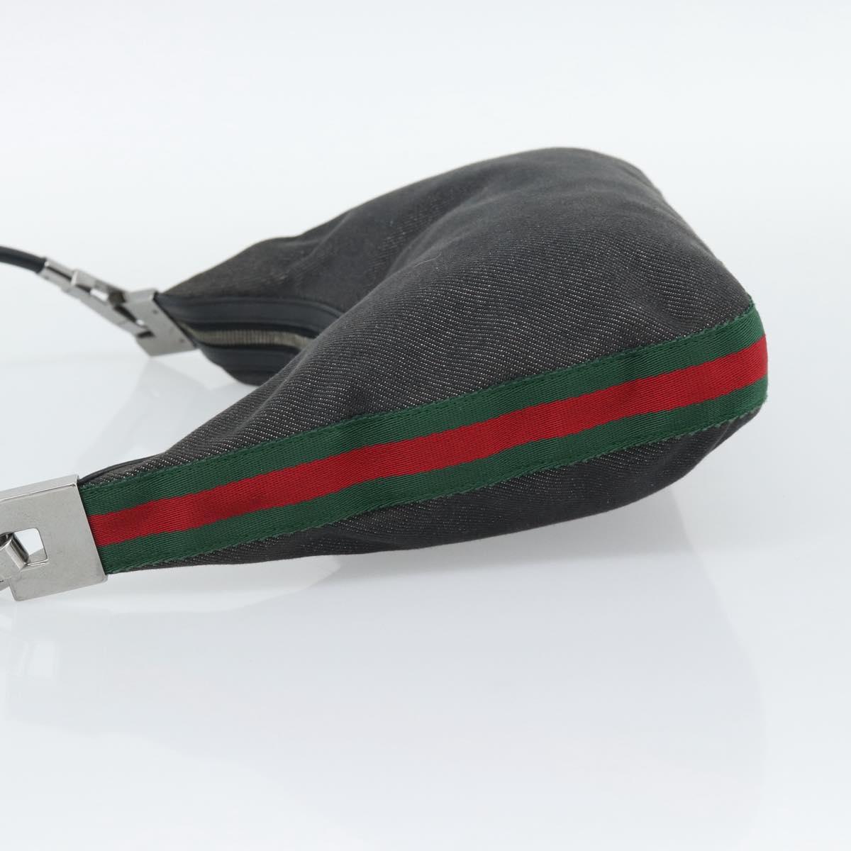 GUCCI Shoulder Bag Canvas Black Silver 01233 Auth ep15337