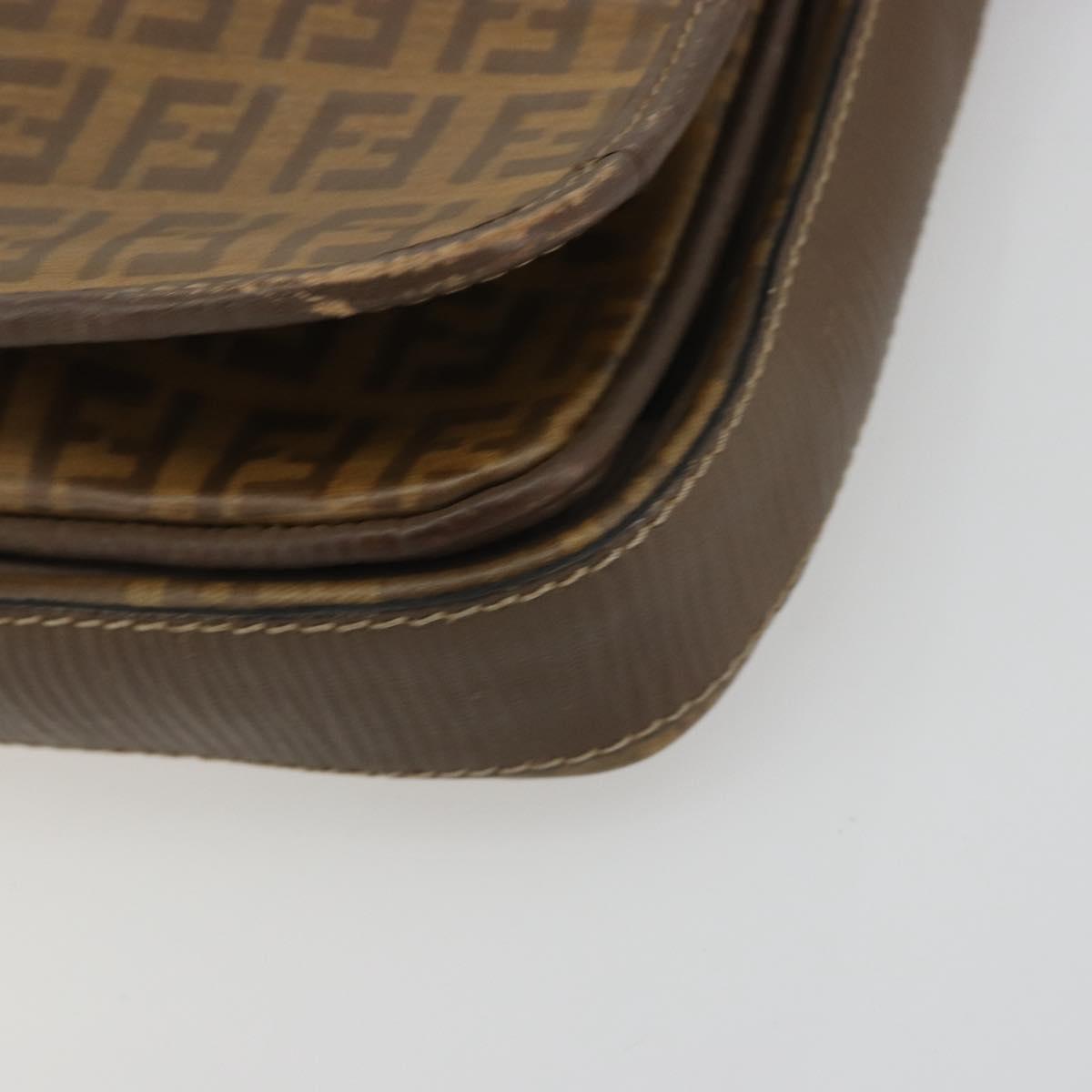 FENDI Zucchino Shoulder Bag PVC Leather Brown Auth ep15338