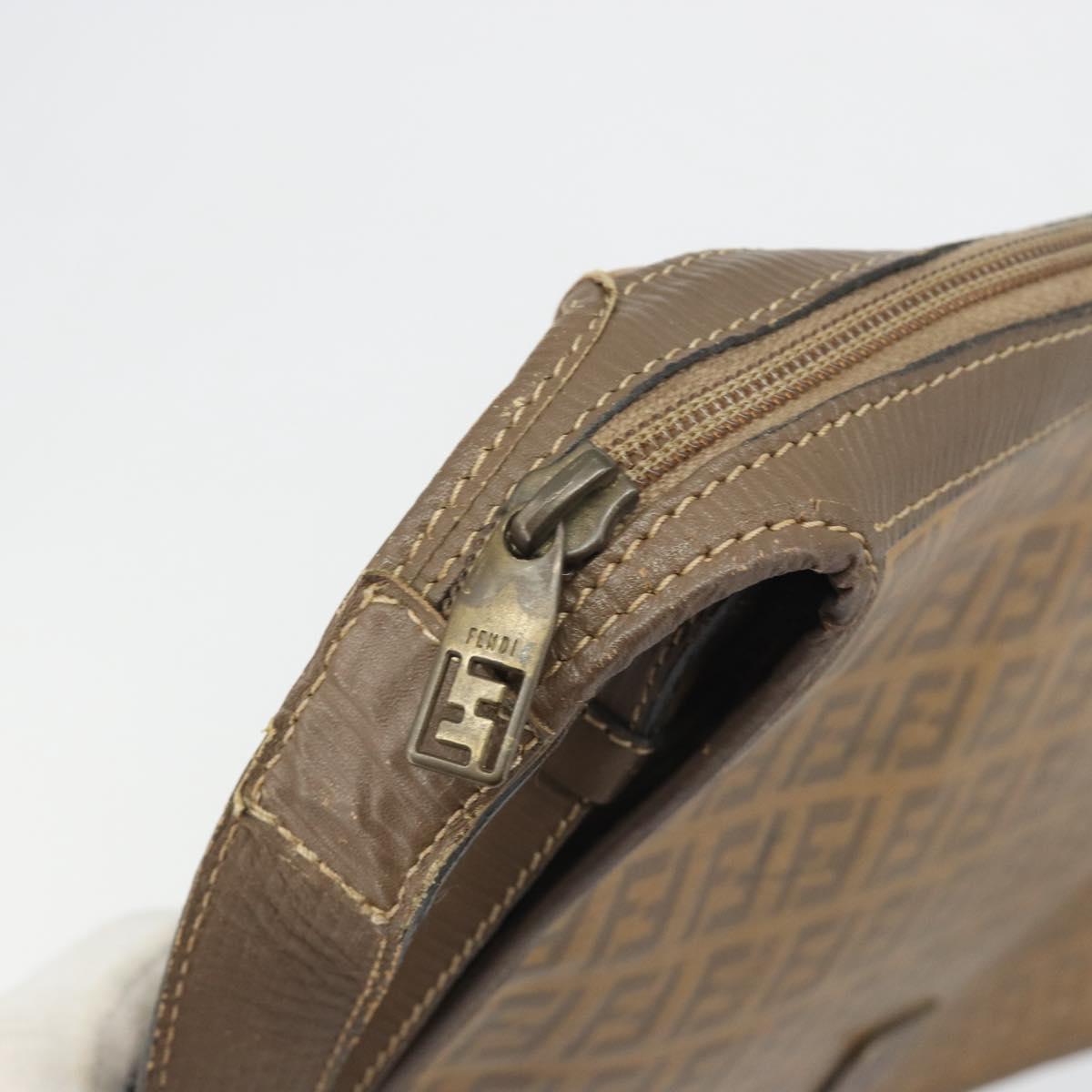 FENDI Zucchino Shoulder Bag PVC Leather Brown Auth ep15338