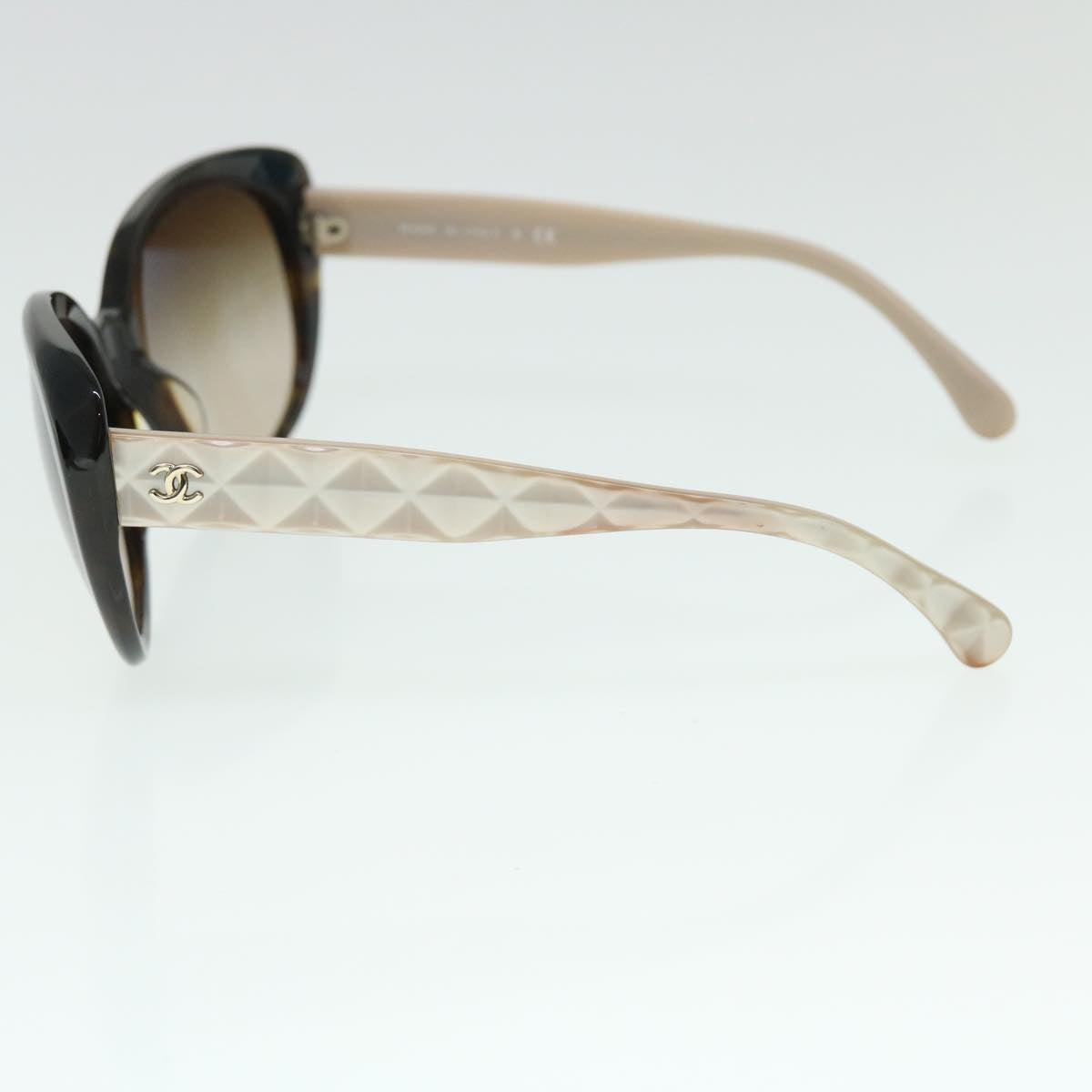 CHANEL Sunglasses Plastic Brown Pearl CC Auth ep1534