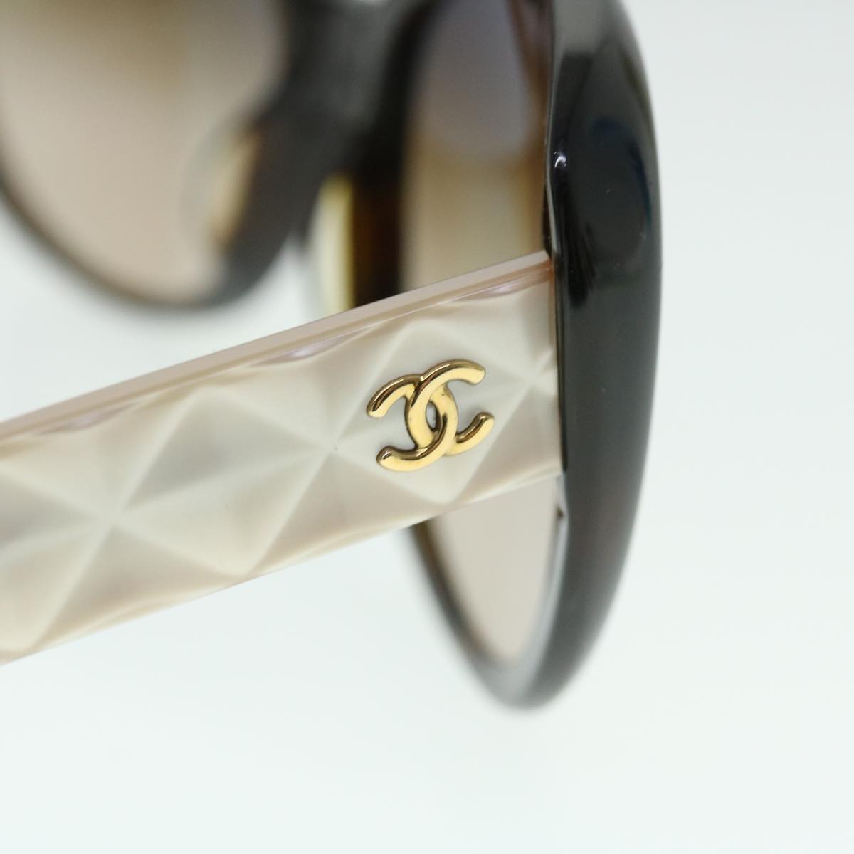 CHANEL Sunglasses Plastic Brown Pearl CC Auth ep1534