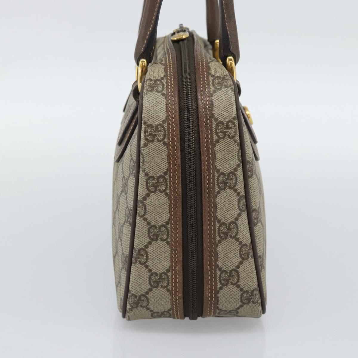 GUCCI GG Supreme Hand Bag PVC Leather Beige Gold Tone Auth ep15341