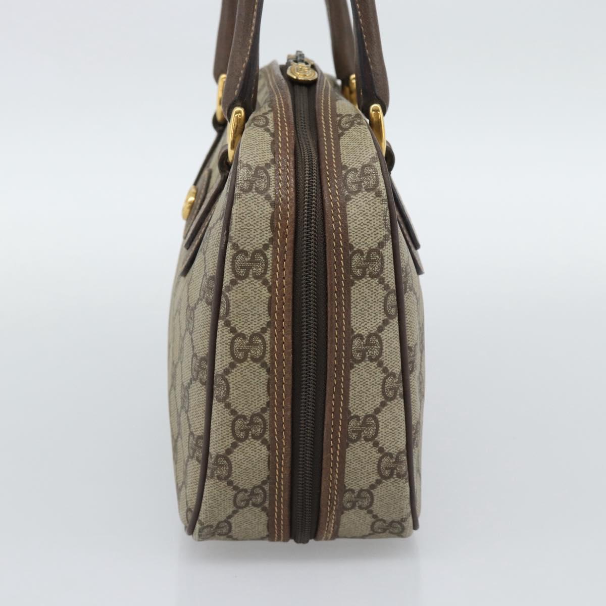 GUCCI GG Supreme Hand Bag PVC Leather Beige Gold Tone Auth ep15341