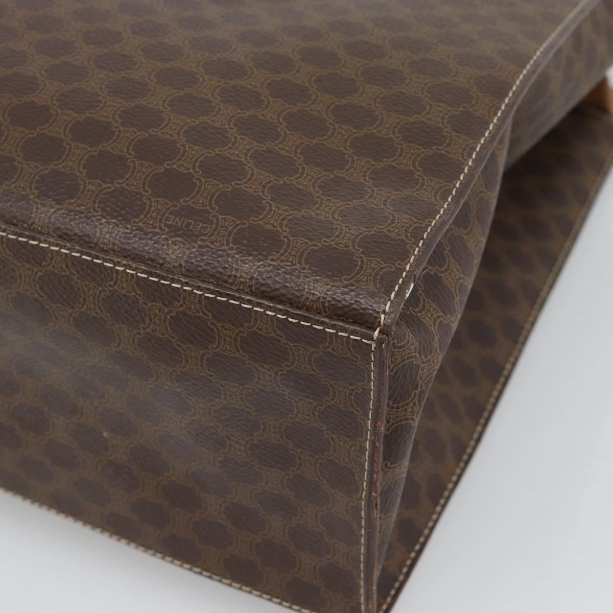 CELINE Macadam Tote Bag PVC Leather Brown Gold Tone Auth ep15343