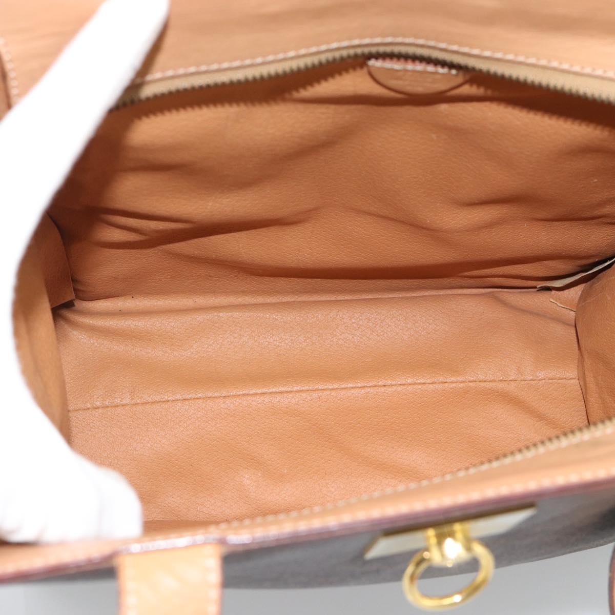 CELINE Macadam Tote Bag PVC Leather Brown Gold Tone Auth ep15343