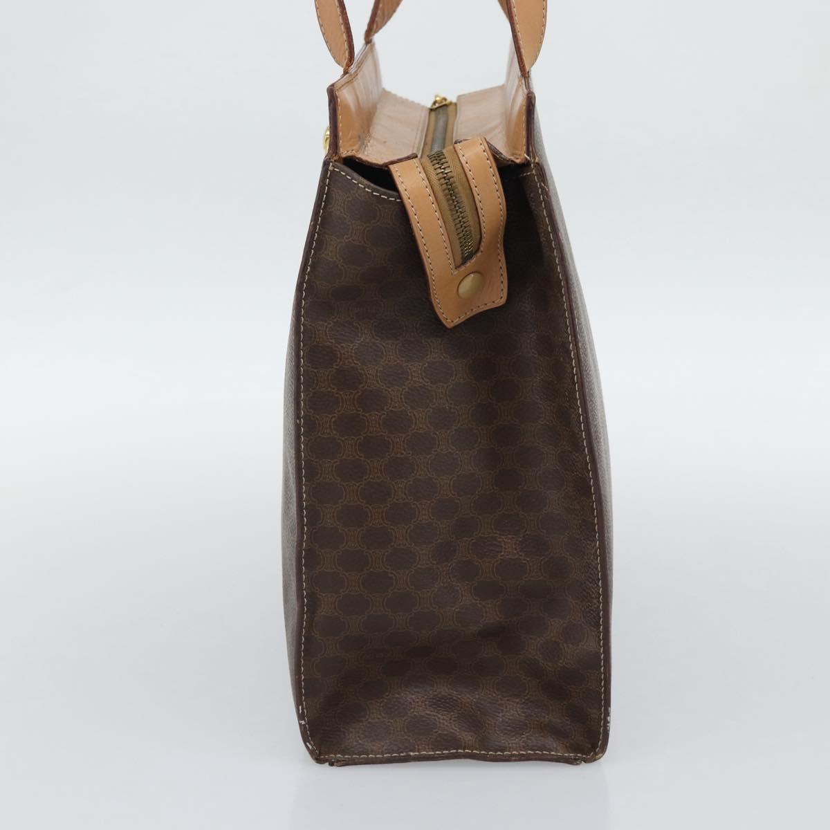 CELINE Macadam Tote Bag PVC Leather Brown Gold Tone Auth ep15343