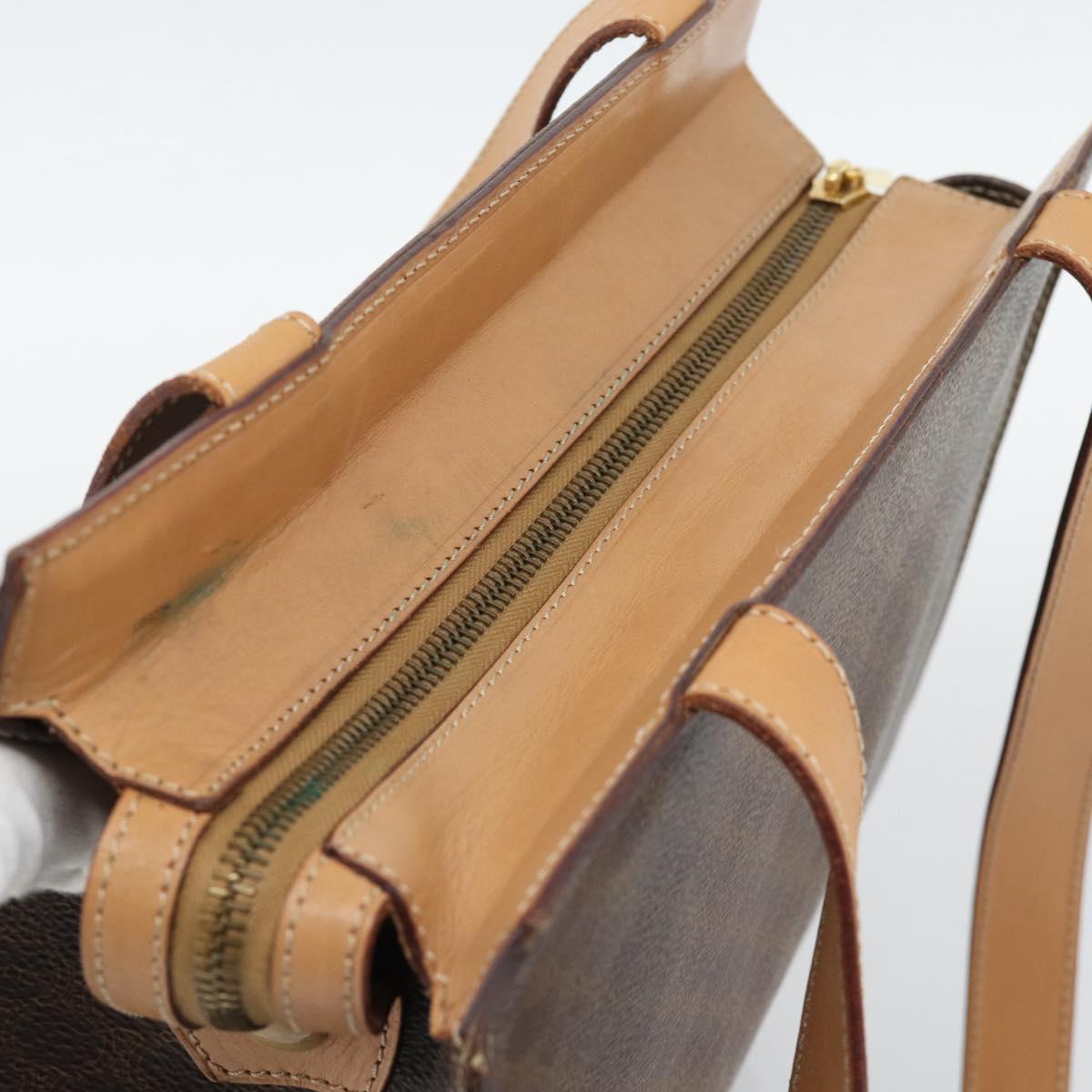 CELINE Macadam Tote Bag PVC Leather Brown Gold Tone Auth ep15343