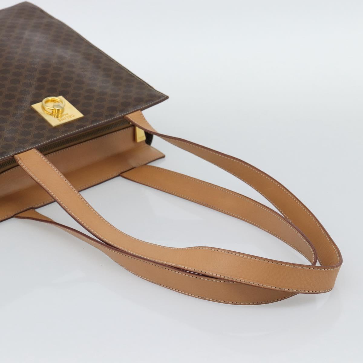 CELINE Macadam Tote Bag PVC Leather Brown Gold Tone Auth ep15343