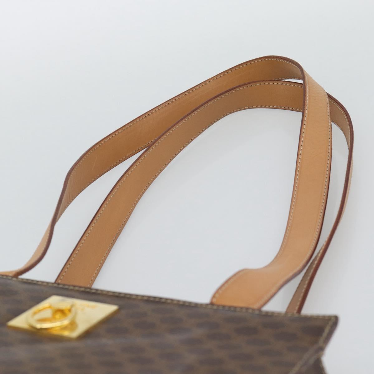 CELINE Macadam Tote Bag PVC Leather Brown Gold Tone Auth ep15343