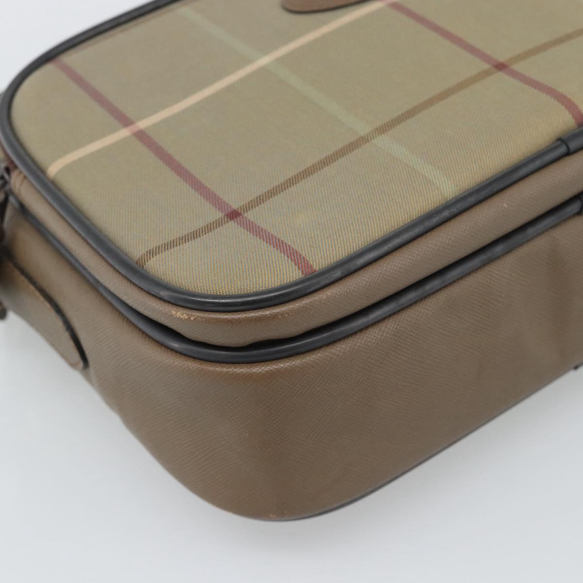 Burberrys Nova Check Shoulder Bag Canvas Beige Gold Tone Auth ep15344