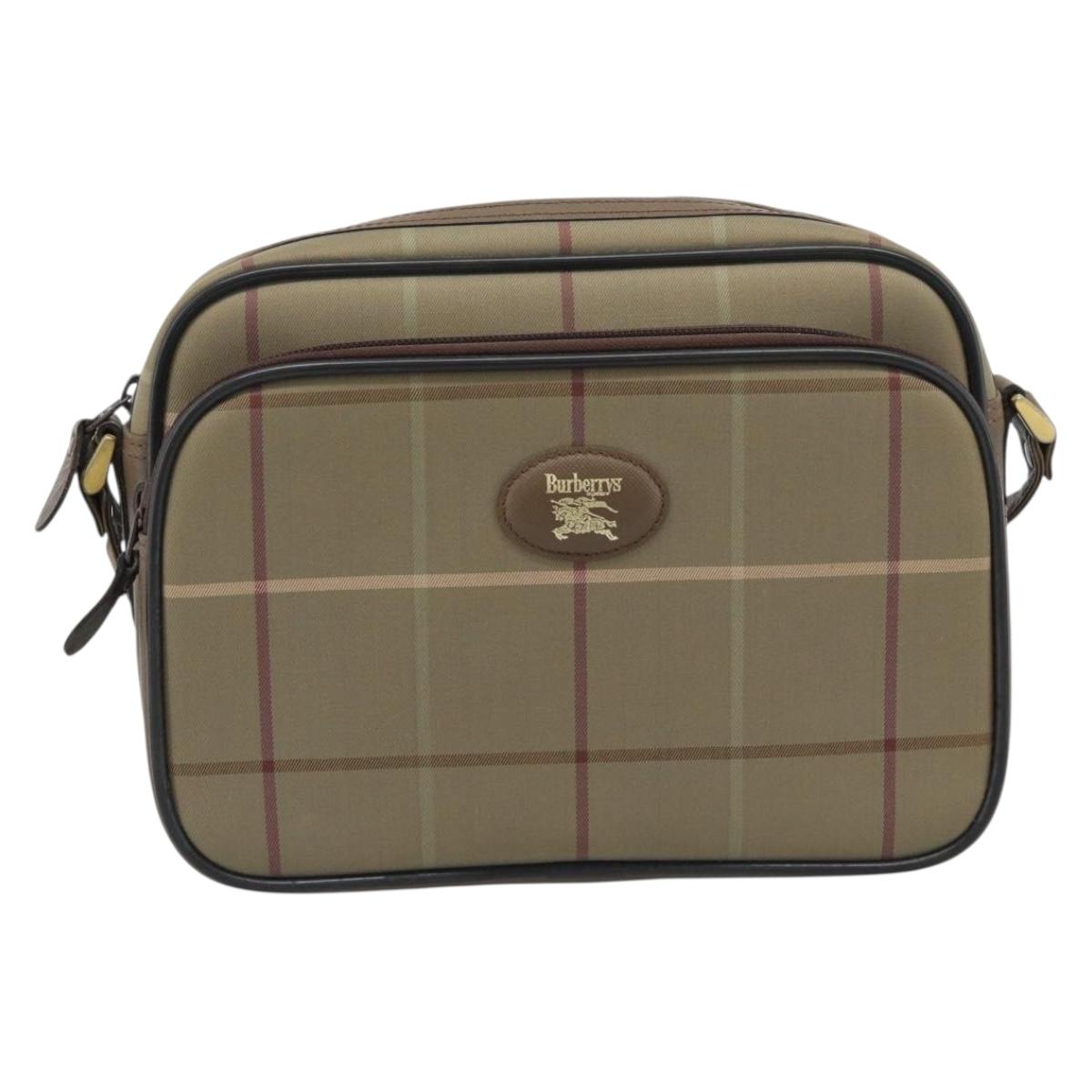Burberrys Nova Check Shoulder Bag Canvas Beige Gold Tone Auth ep15344
