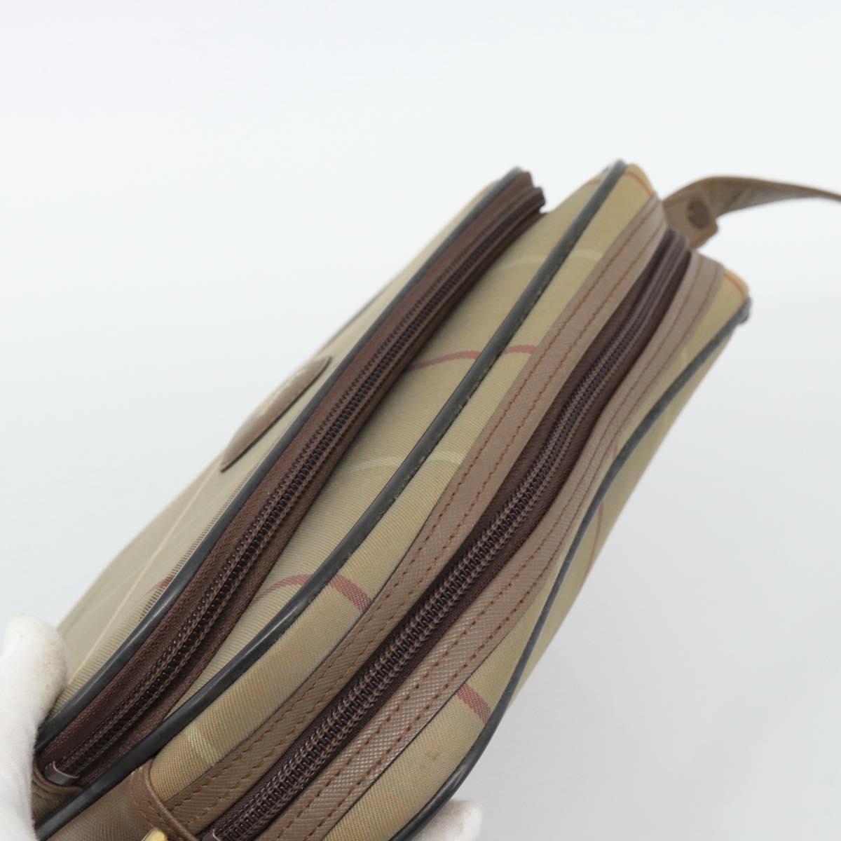 Burberrys Nova Check Shoulder Bag Canvas Beige Gold Tone Auth ep15344