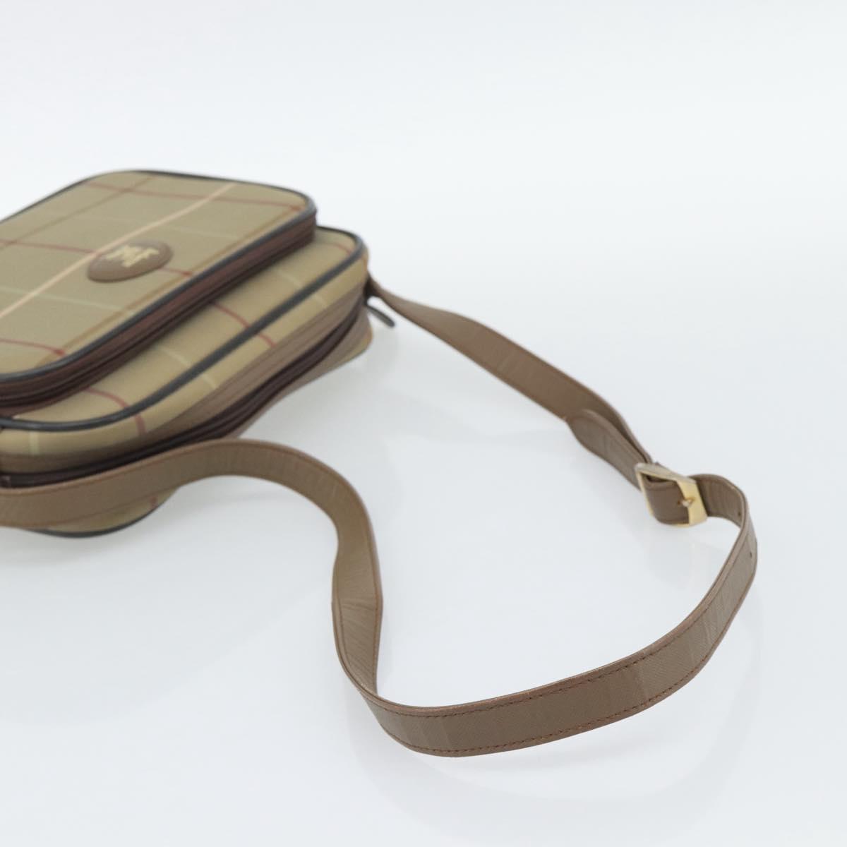 Burberrys Nova Check Shoulder Bag Canvas Beige Gold Tone Auth ep15344