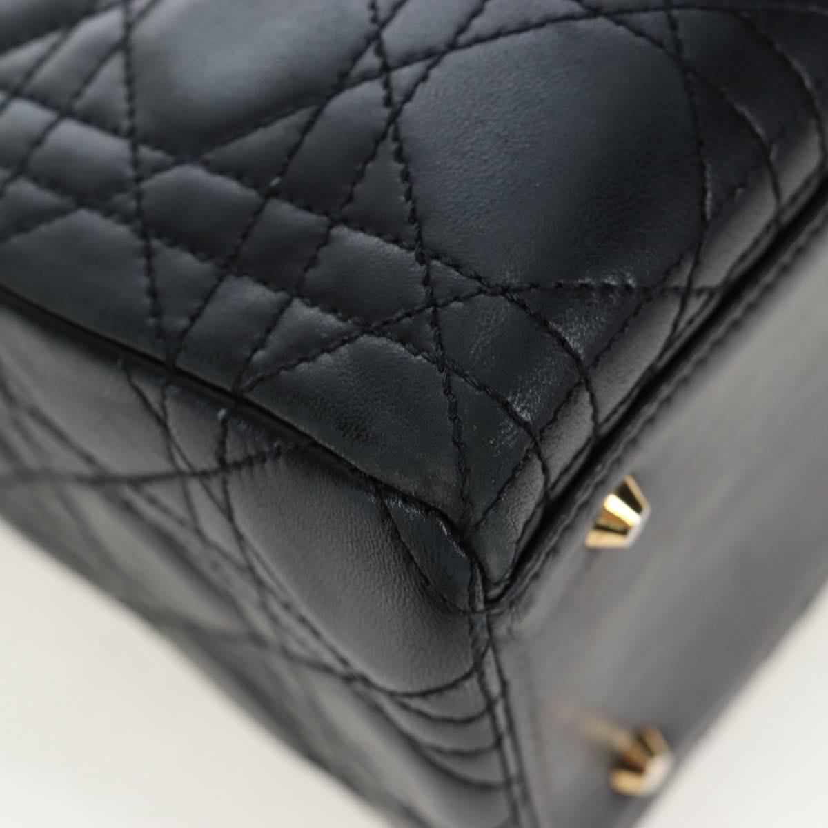 Christian Dior Canage Lady Dior Hand Bag Lamb Skin 2way Black Auth ep15345SAM