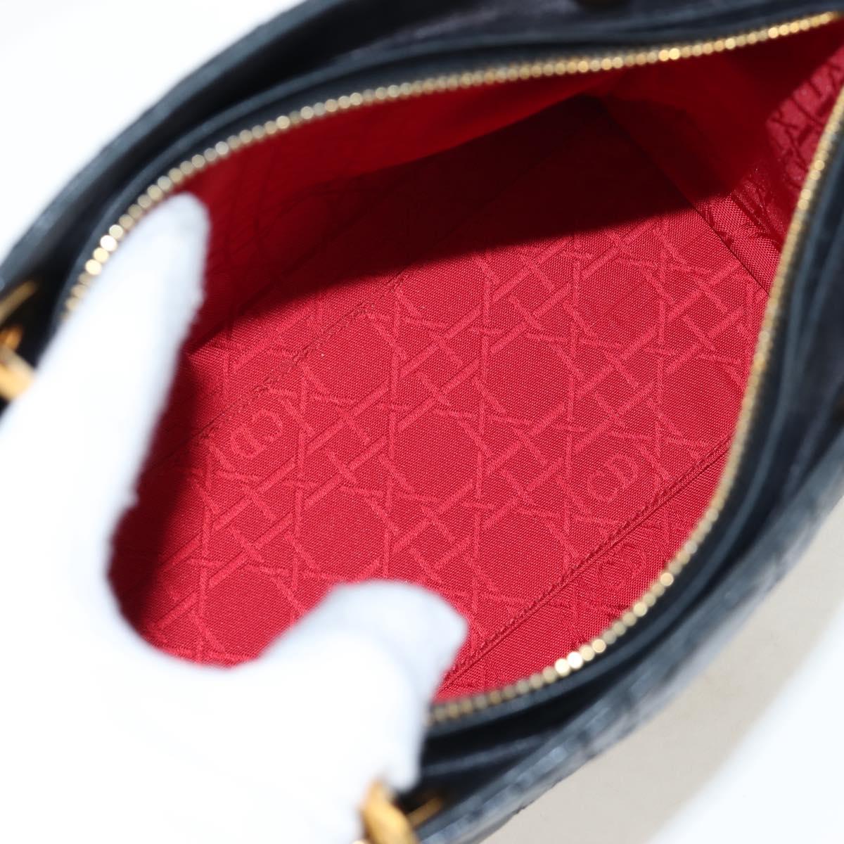 Christian Dior Canage Lady Dior Hand Bag Lamb Skin 2way Black Auth ep15345SAM
