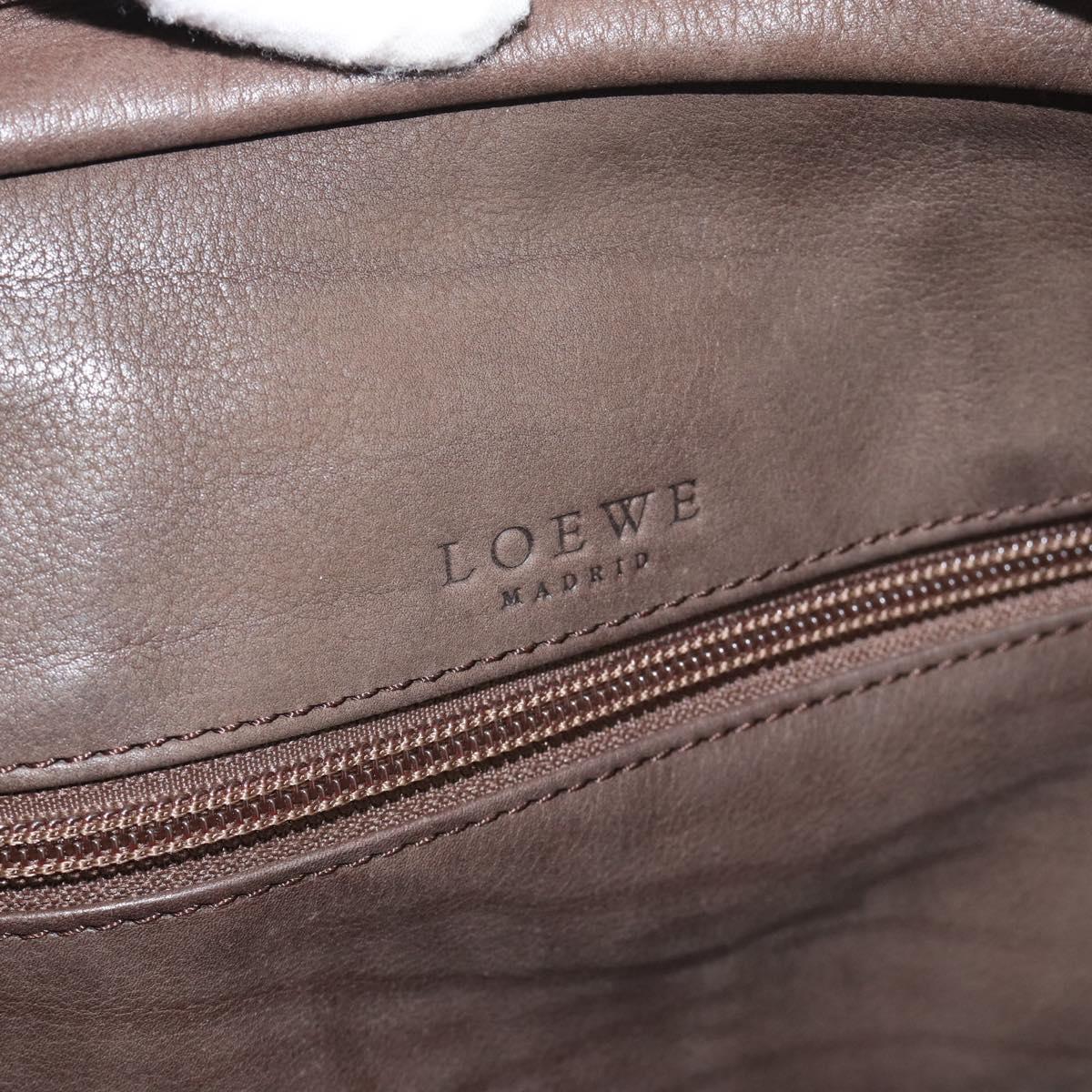 LOEWE Hand Bag Suede Brown Gold Tone Auth ep15349