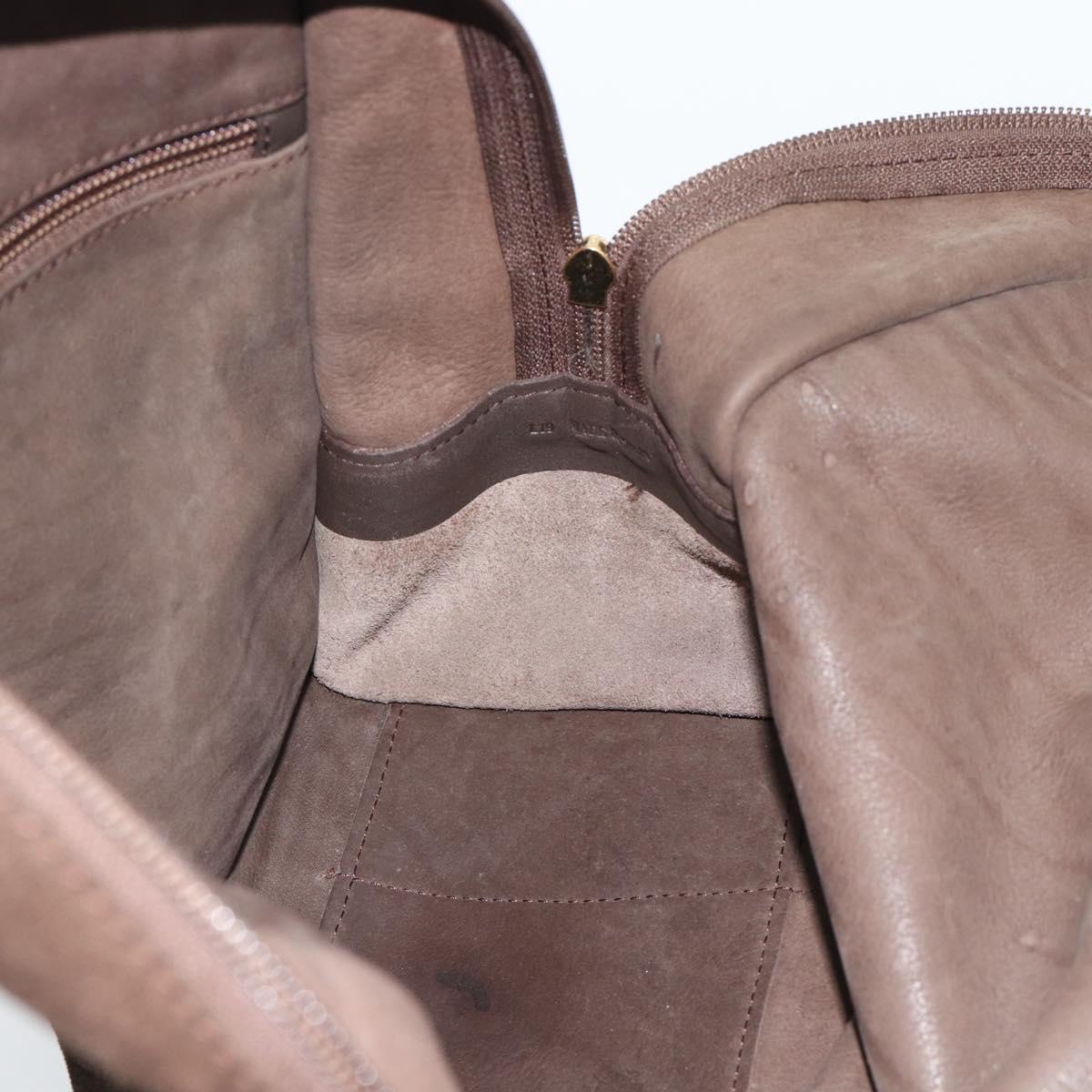 LOEWE Hand Bag Suede Brown Gold Tone Auth ep15349