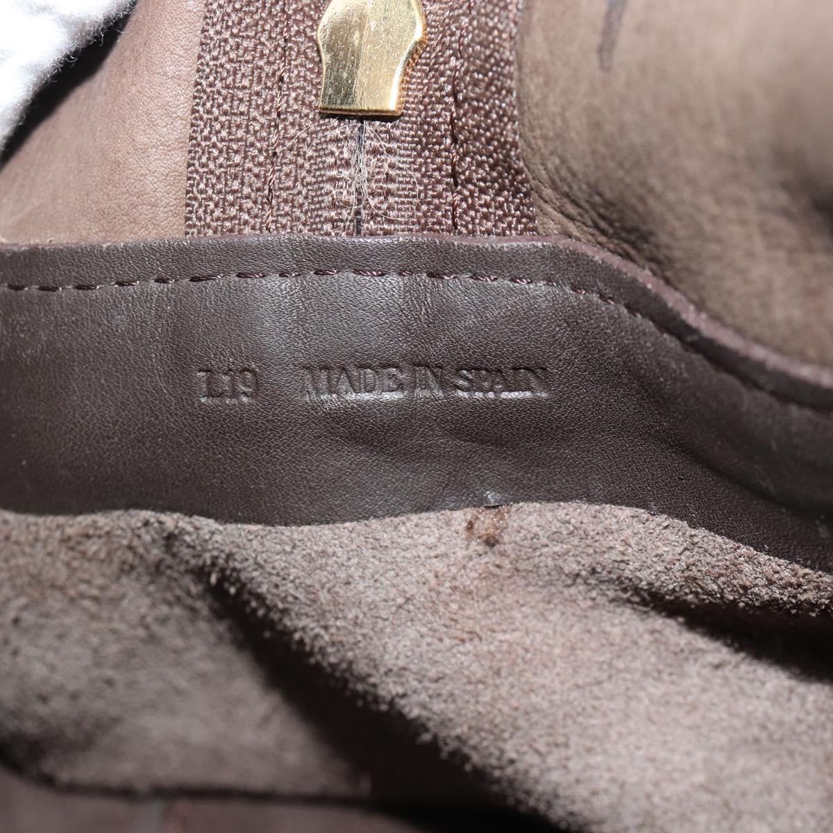 LOEWE Hand Bag Suede Brown Gold Tone Auth ep15349