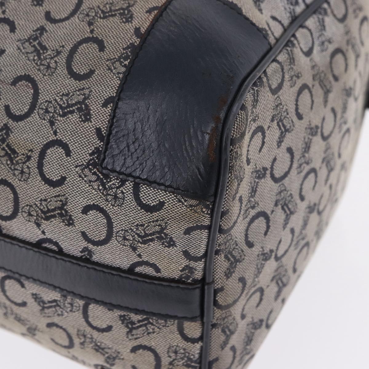 CELINE C Sulky Boston Bag Canvas Navy Gold Tone Auth ep15354