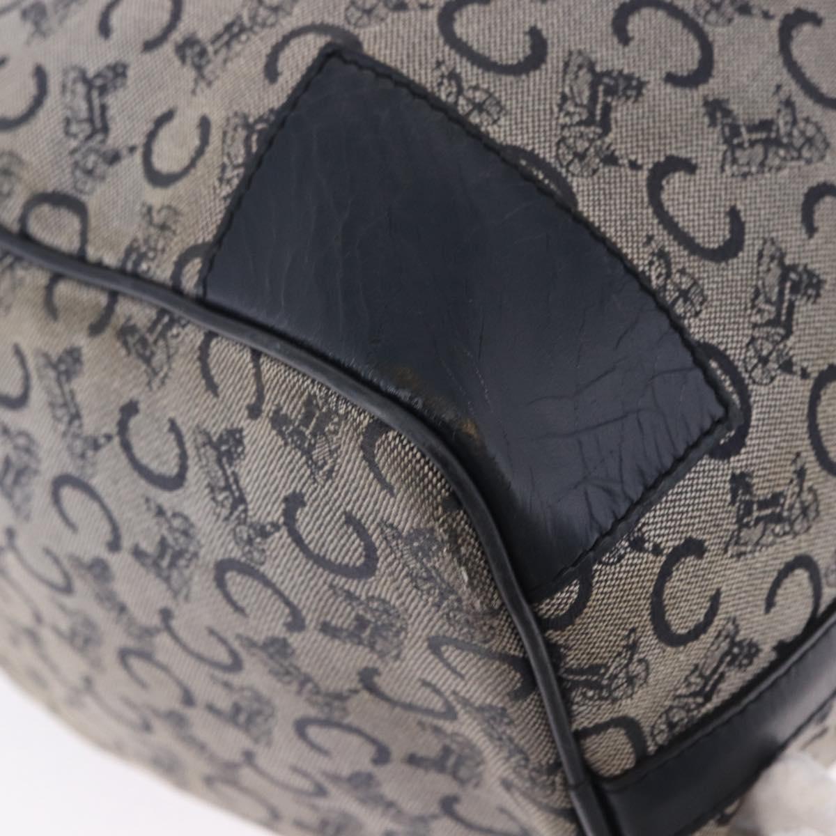 CELINE C Sulky Boston Bag Canvas Navy Gold Tone Auth ep15354
