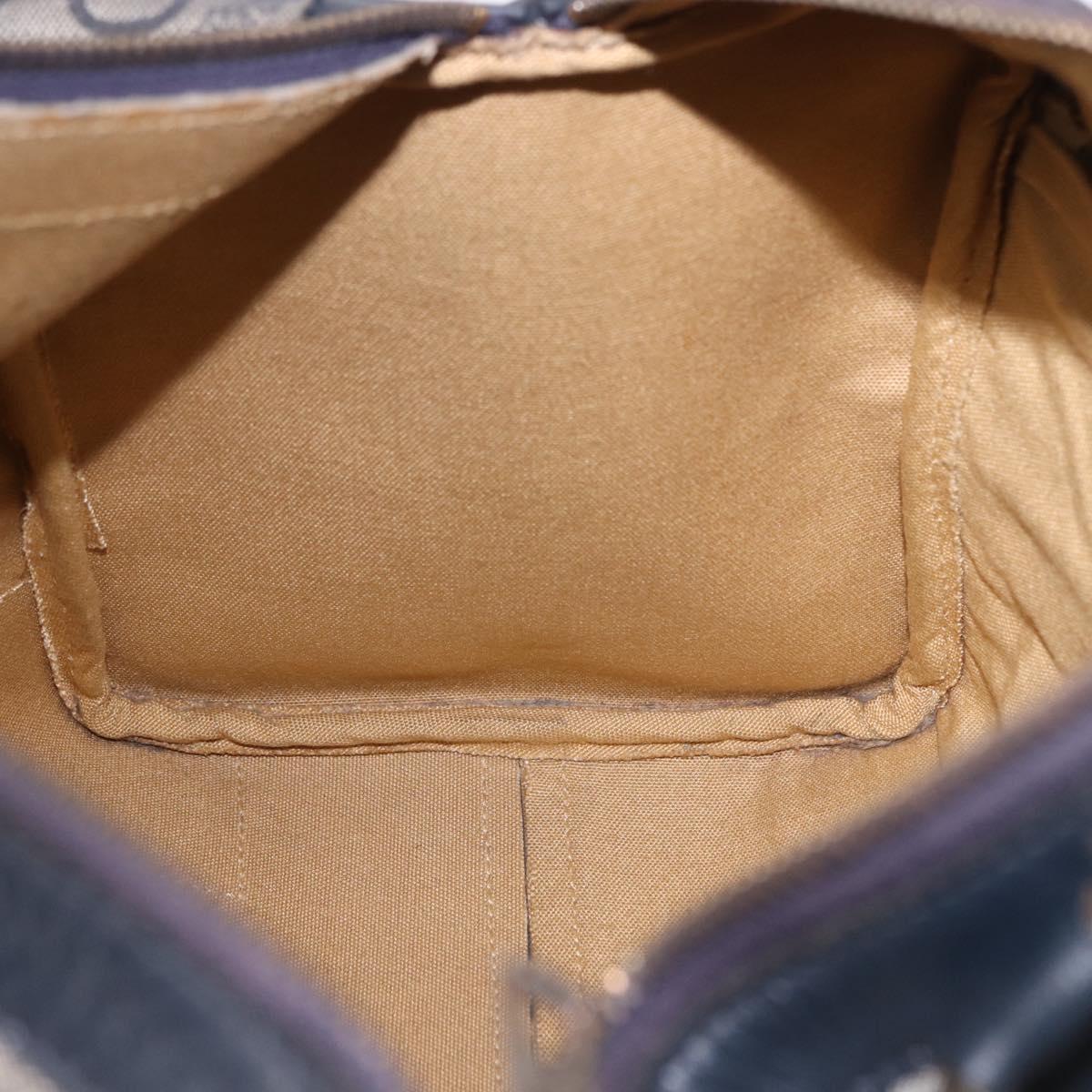 CELINE C Sulky Boston Bag Canvas Navy Gold Tone Auth ep15354