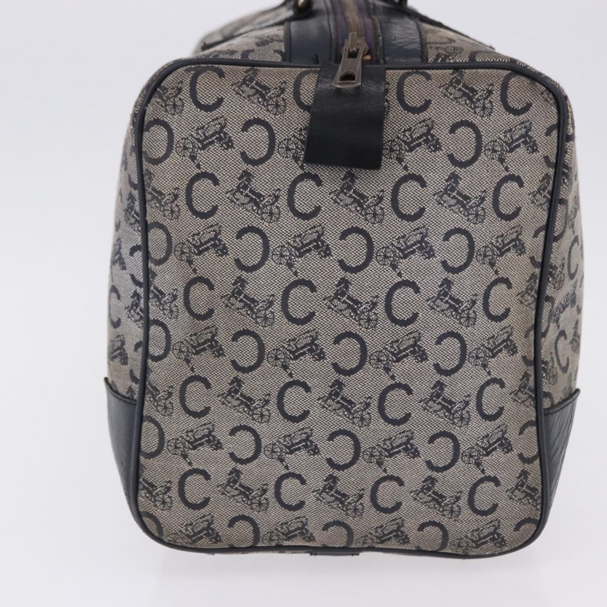 CELINE C Sulky Boston Bag Canvas Navy Gold Tone Auth ep15354