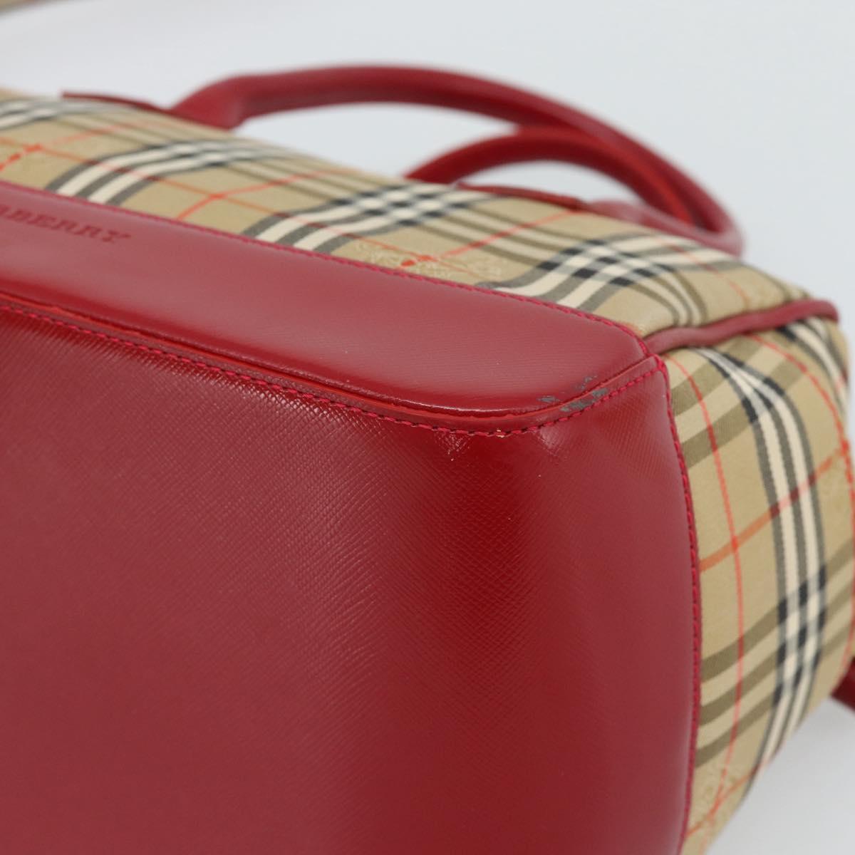 BURBERRY Nova Check Hand Bag Canvas 2way Beige Red Auth ep15355A