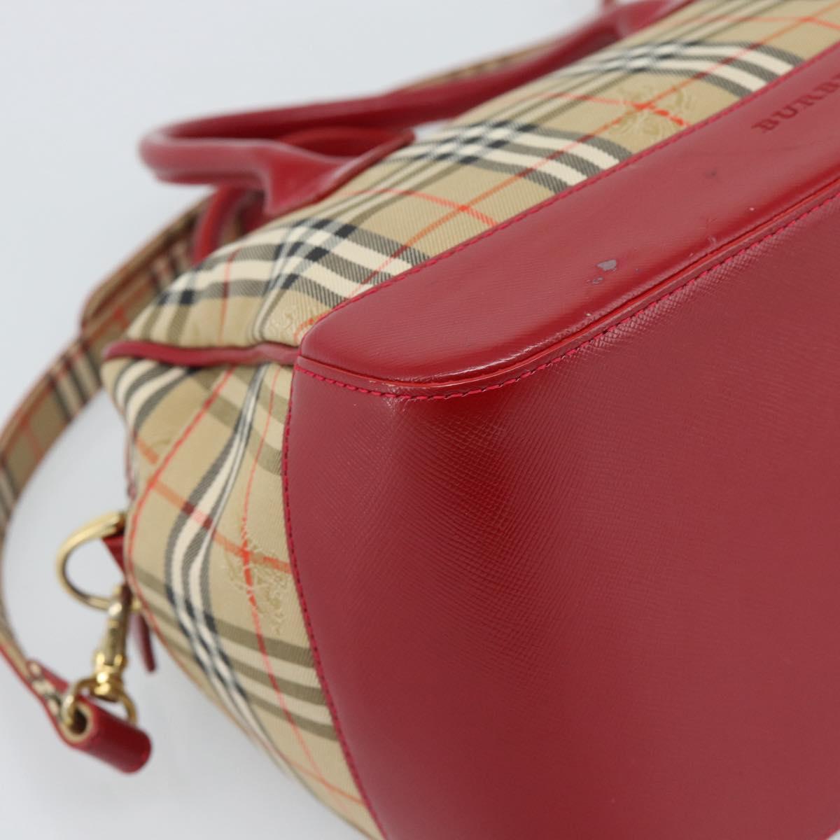 BURBERRY Nova Check Hand Bag Canvas 2way Beige Red Auth ep15355A