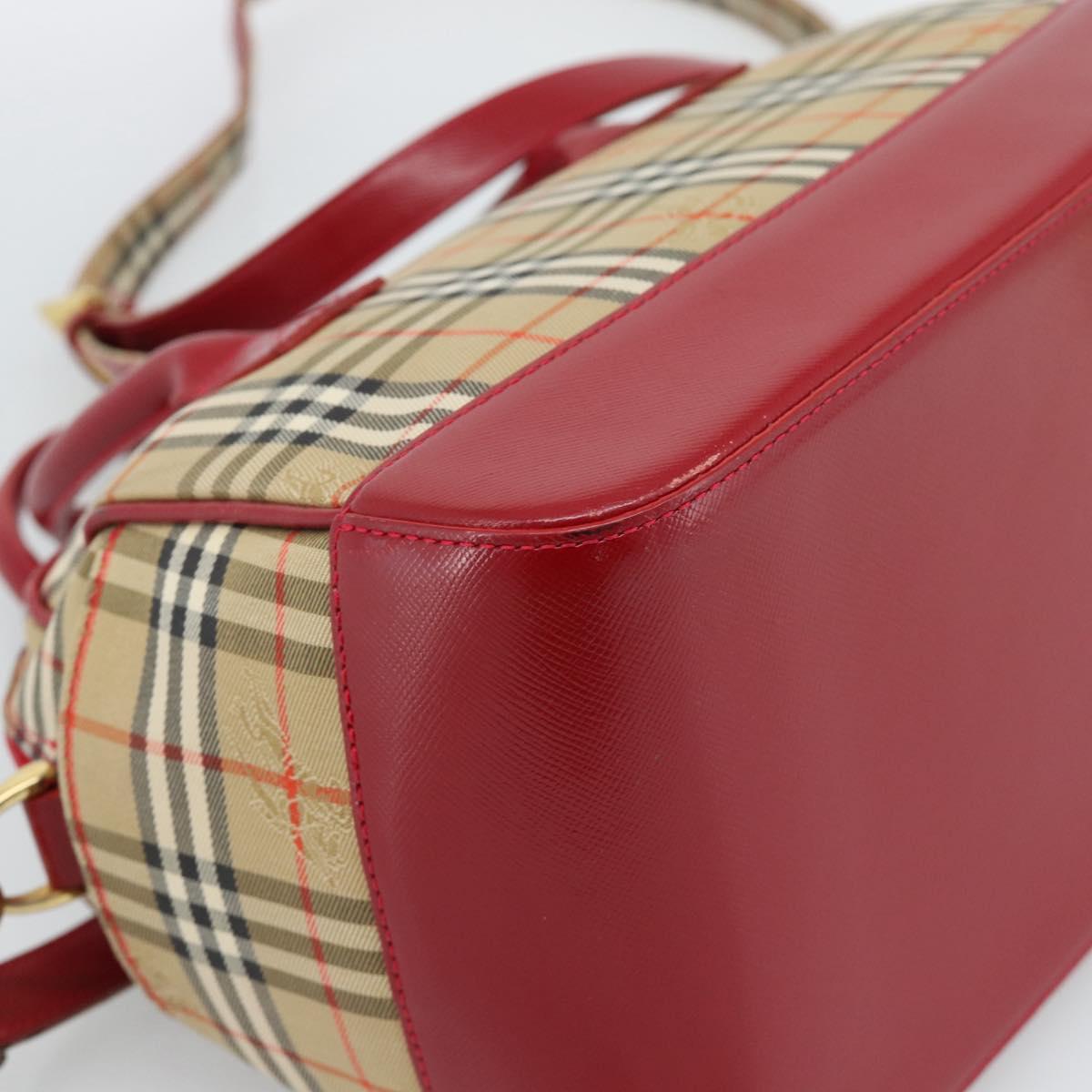 BURBERRY Nova Check Hand Bag Canvas 2way Beige Red Auth ep15355A