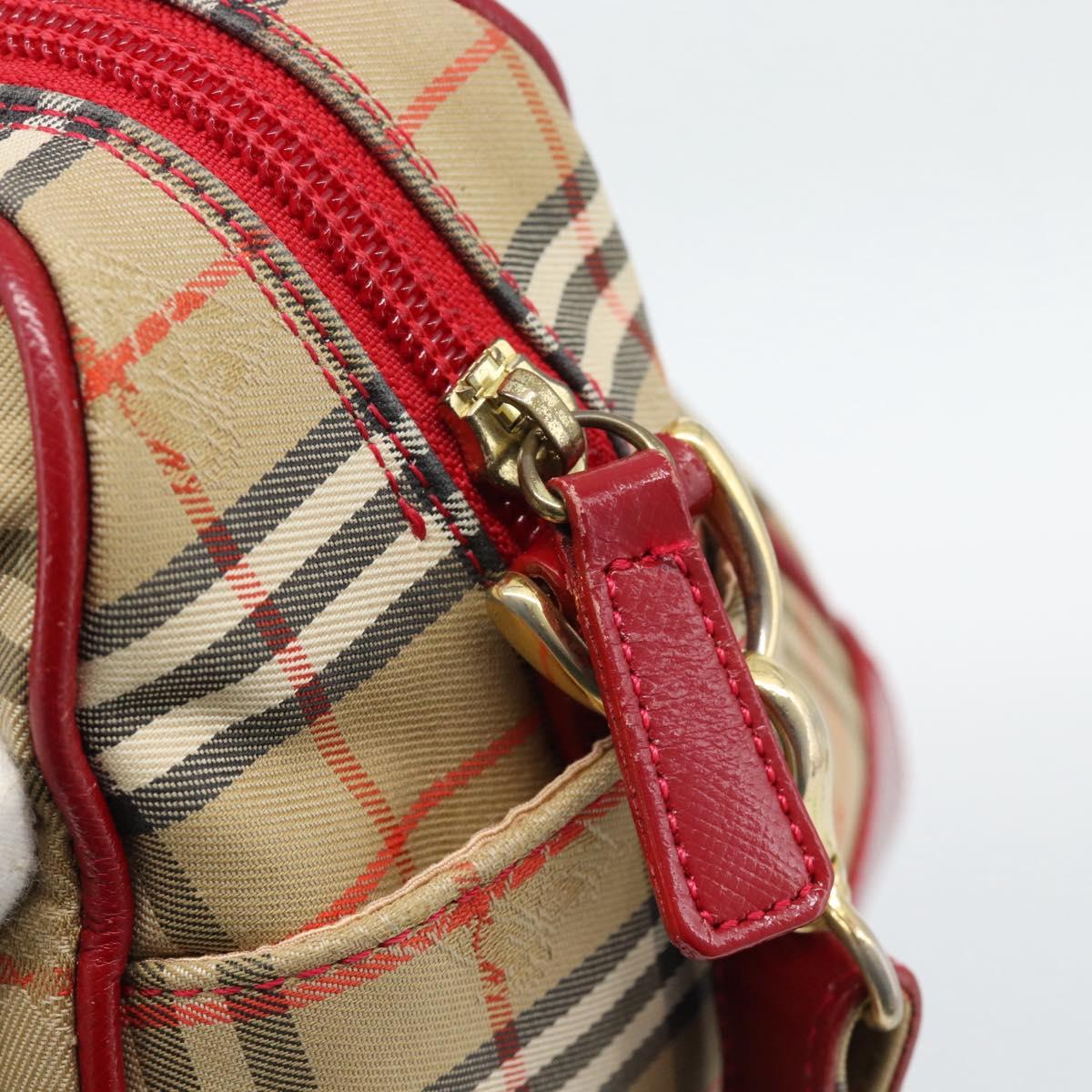 BURBERRY Nova Check Hand Bag Canvas 2way Beige Red Auth ep15355A