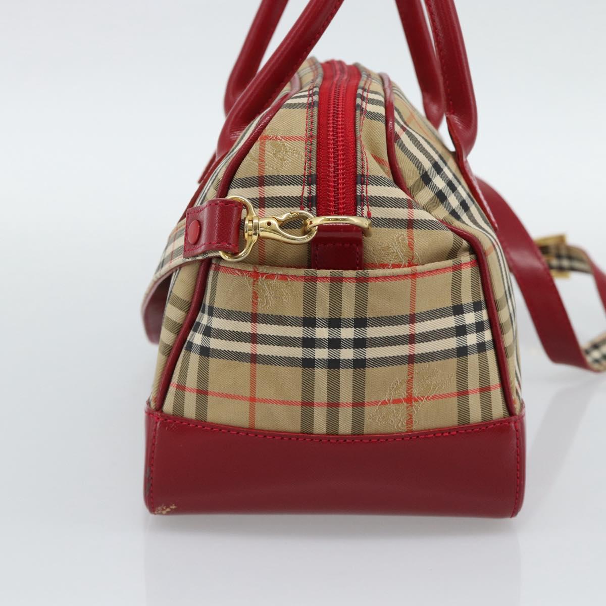 BURBERRY Nova Check Hand Bag Canvas 2way Beige Red Auth ep15355A
