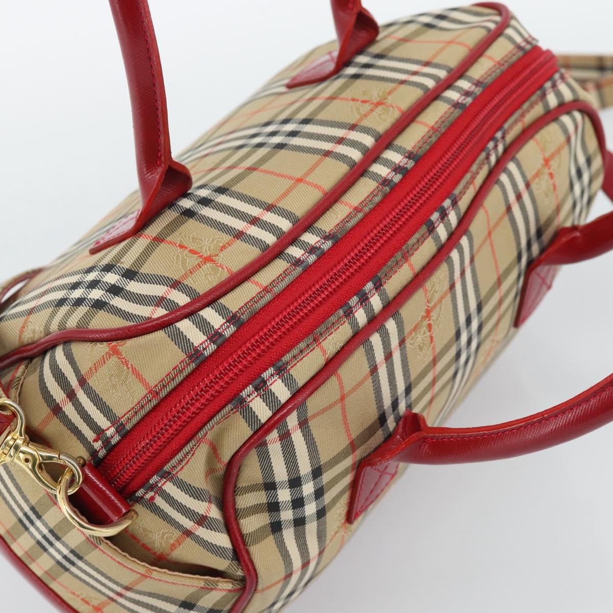 BURBERRY Nova Check Hand Bag Canvas 2way Beige Red Auth ep15355A