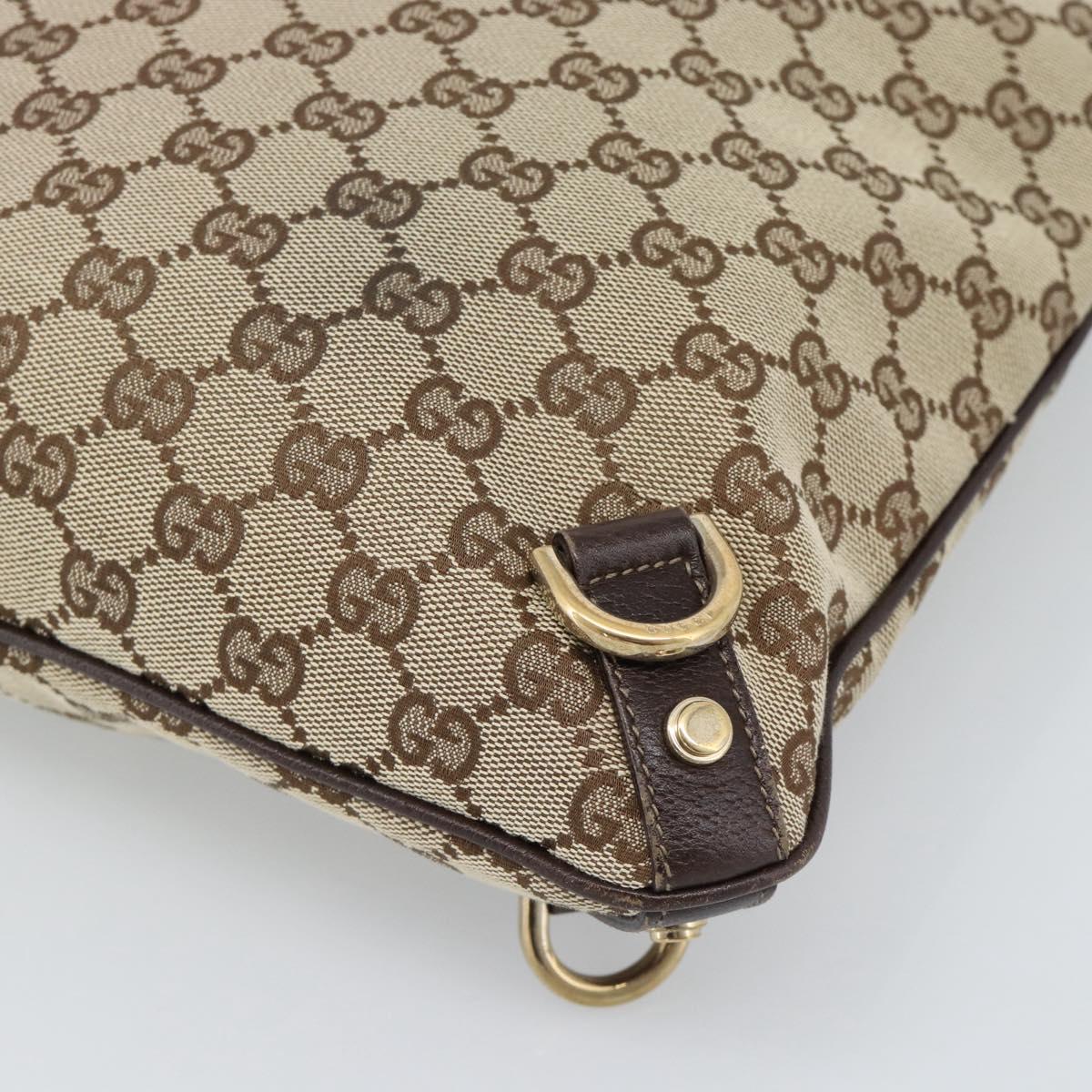 GUCCI GG Canvas Shoulder Bag Beige Gold Tone 131326 Auth ep15356A