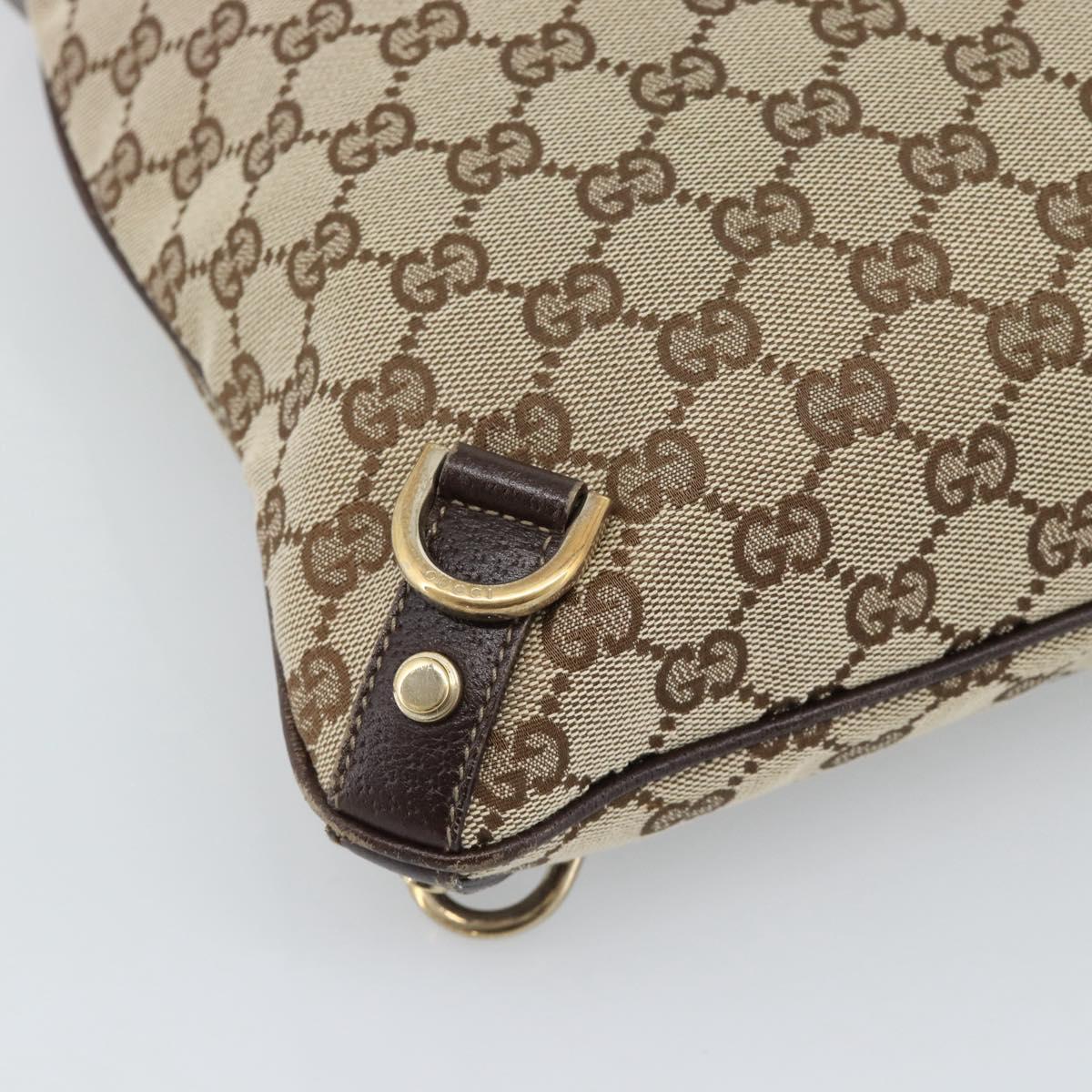 GUCCI GG Canvas Shoulder Bag Beige Gold Tone 131326 Auth ep15356A