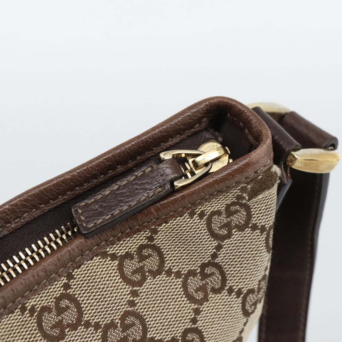 GUCCI GG Canvas Shoulder Bag Beige Gold Tone 131326 Auth ep15356A