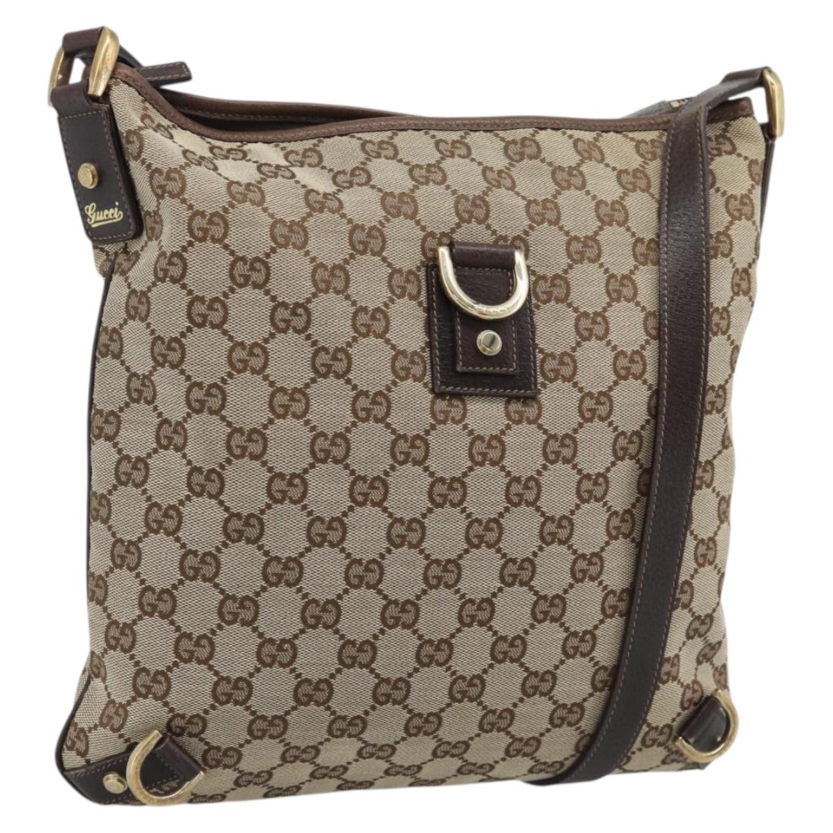 GUCCI GG Canvas Shoulder Bag Beige Gold Tone 131326 Auth ep15356A
