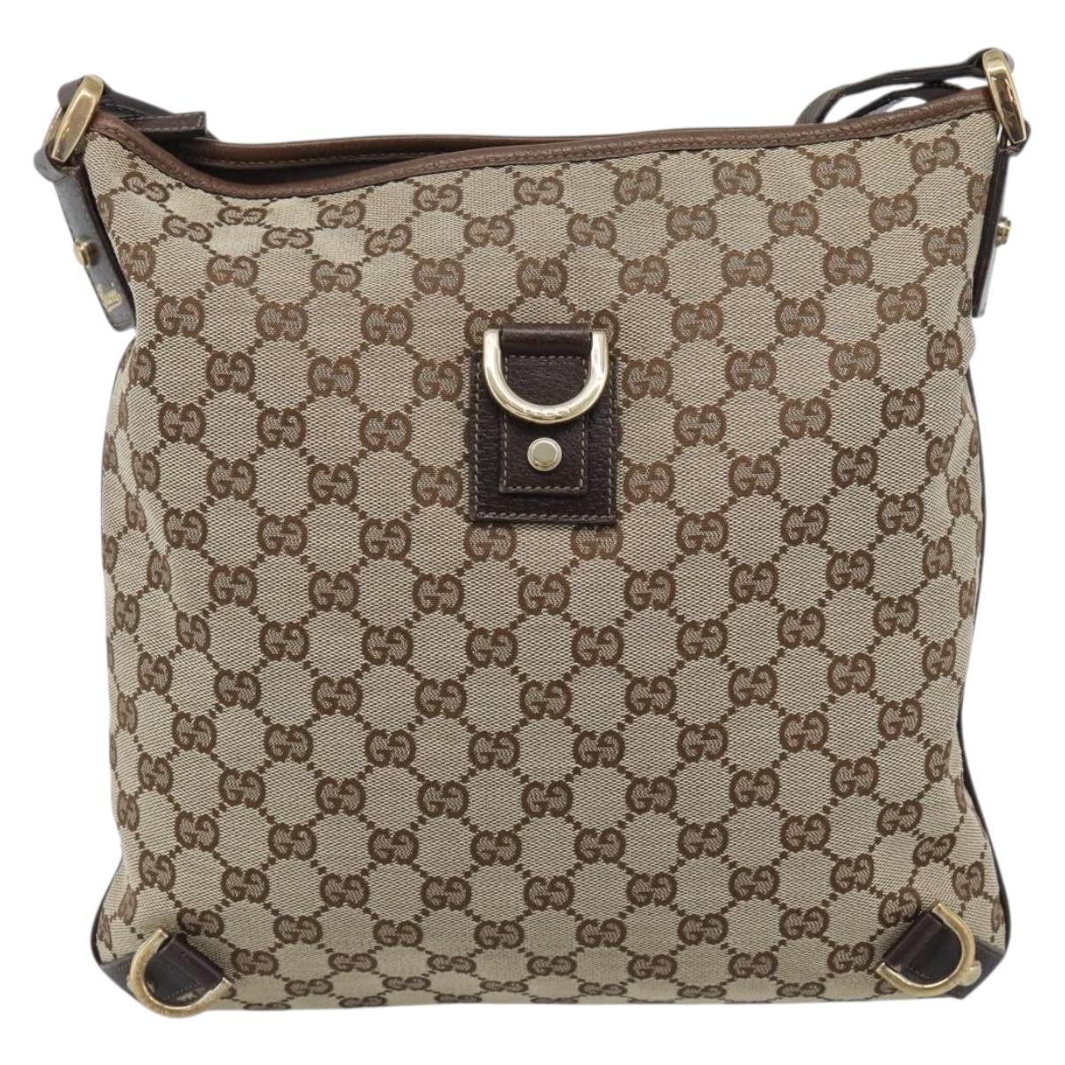 GUCCI GG Canvas Shoulder Bag Beige Gold Tone 131326 Auth ep15356A