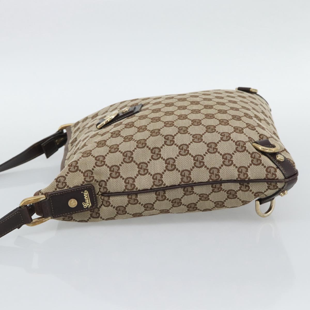 GUCCI GG Canvas Shoulder Bag Beige Gold Tone 131326 Auth ep15356A