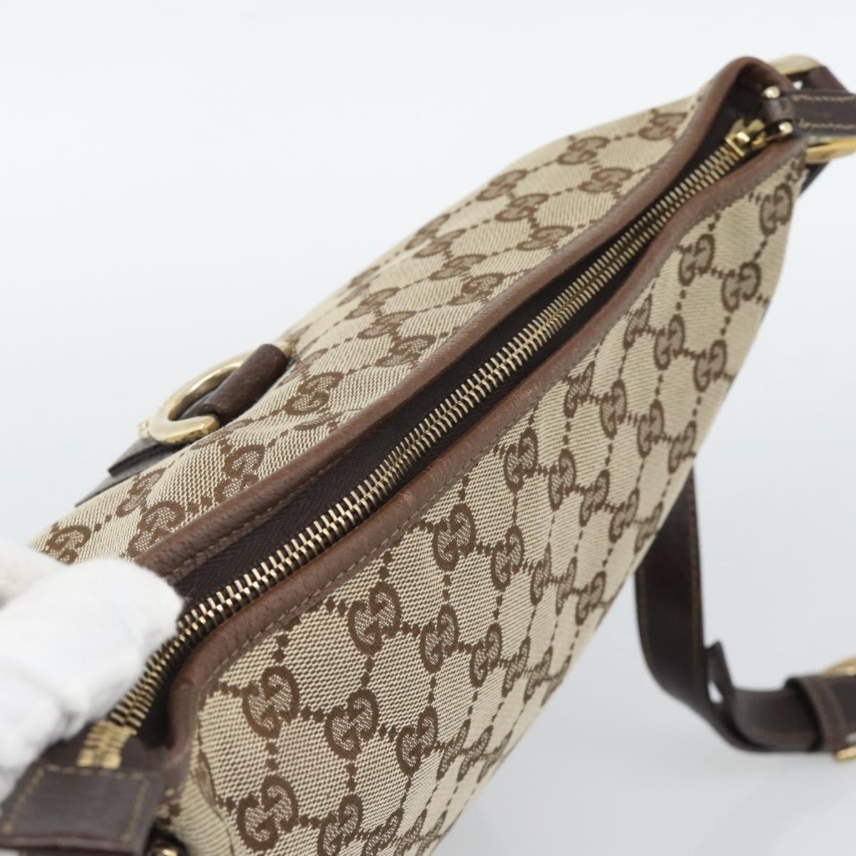 GUCCI GG Canvas Shoulder Bag Beige Gold Tone 131326 Auth ep15356A