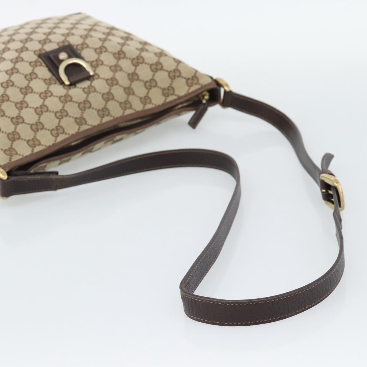 GUCCI GG Canvas Shoulder Bag Beige Gold Tone 131326 Auth ep15356A